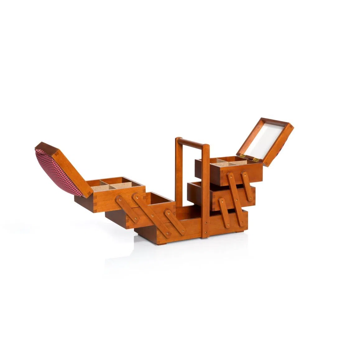 Prym 612550 Nähkasten/Nähkästchen aus dunklem Holz, mit Stoff, Braun