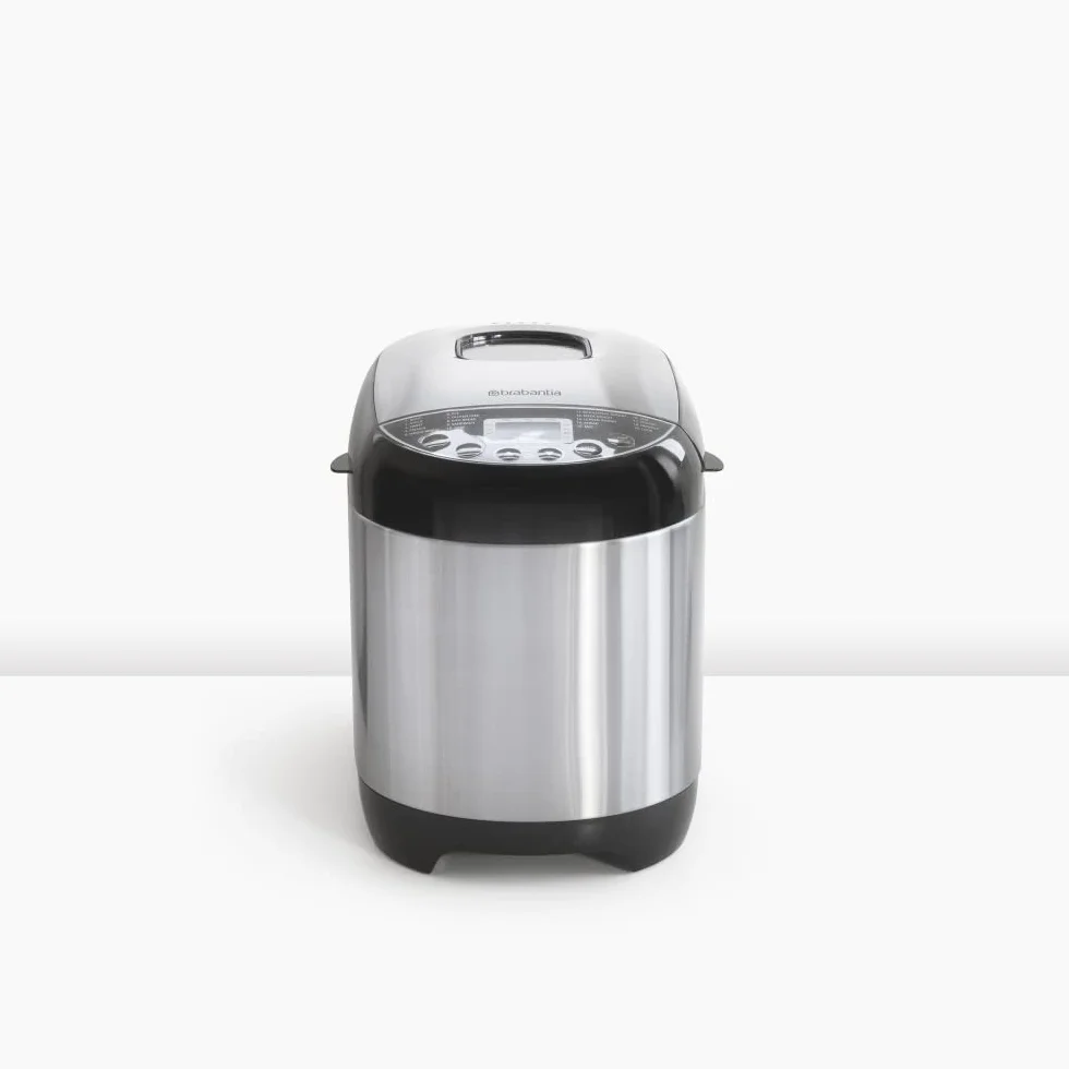 Brabantia Brotbackmaschine, Brotbacker, 19 Programme, 15 Stunden Verzögerungstimer, Warmhaltefunktion, 3 Bräunungsstufen, Geeignet für Diäten und Allergien, Edelstahl, BBEK1114