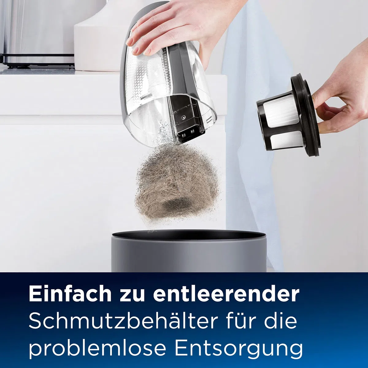 Bissell Pet Hair Eraser, Kabelloser Handstaubsauger, Rotierende Bürstenrolle, 14.4V, Bekämpft Tierhaare & Schmutz, Für Ihre Treppen, Polster, Autos und Teppiche, 68dB, Schwarz/Titan, 2278N
