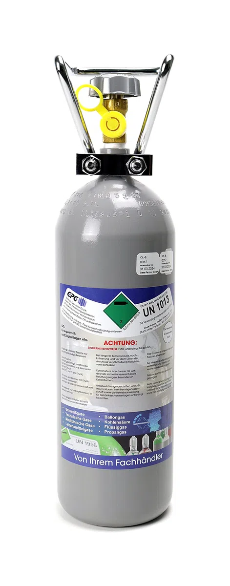 2 kg Kohlensäure Flasche/Gasflasche gefüllt mit 2 kg Kohlensäure (CO2) / Lebensmittelqualität nach E290 / NEUE Eigentumsflasche / 10 Jahre TÜV
