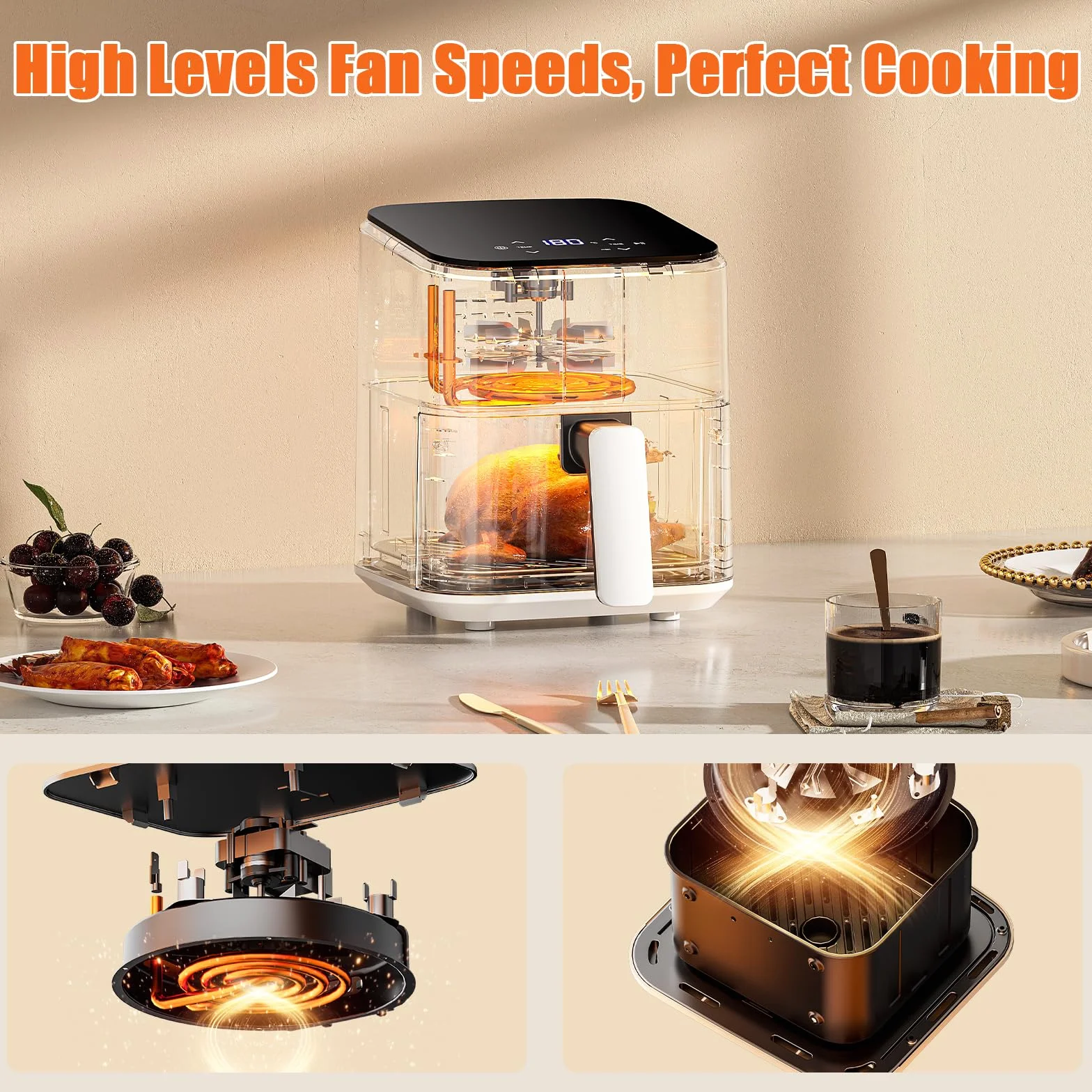 DEIME Heißluftfritteuse 2,5 l, kleiner digitaler Airfryer, platzsparend, kompakt, zum Backen, Aufwärmen, Braten für schnelle und einfache Mahlzeiten, Mini, kompakt und leise, antihaftbeschichtet