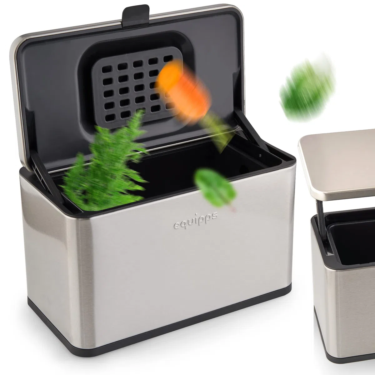 Bio Mülleimer 3L Silber | Komposteimer Küche für Bio Müll & Co | Mülleimer mit Geruchsfilter | Komposter für Abfall & Recycling | Biomülleimer Küche klein