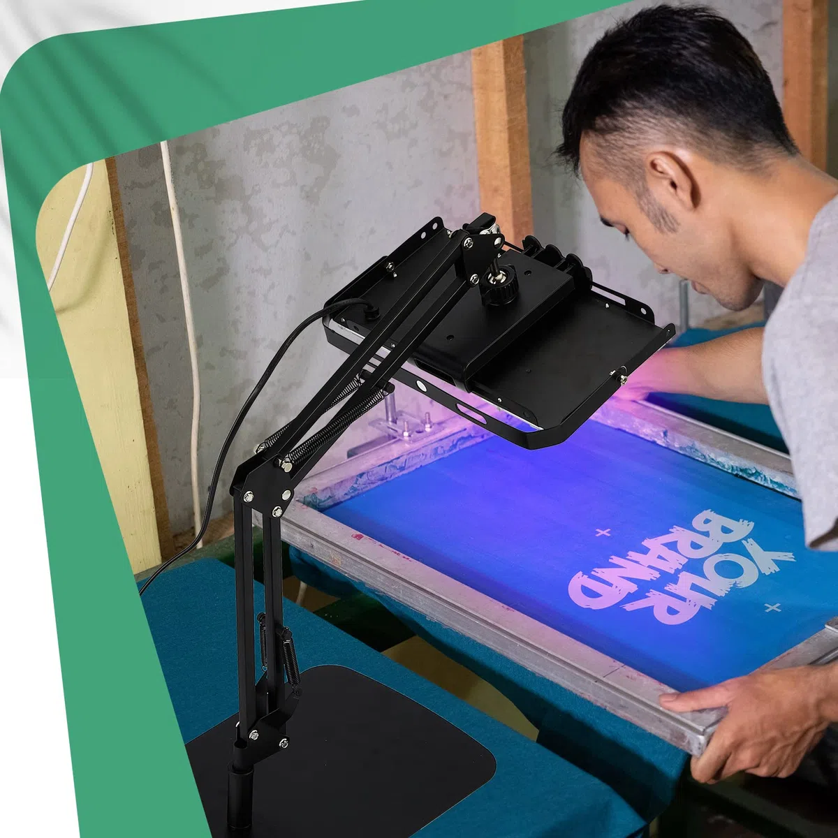 50 W LED-Belichtungseinheit Kit UV-Siebdruck-Licht-Siebdruck-Belichtungseinheit mit einziehbarem, verstellbarem Ständer für Siebdruck, Belichtung, Foto-Emulsion, Cyanotypen, Büro