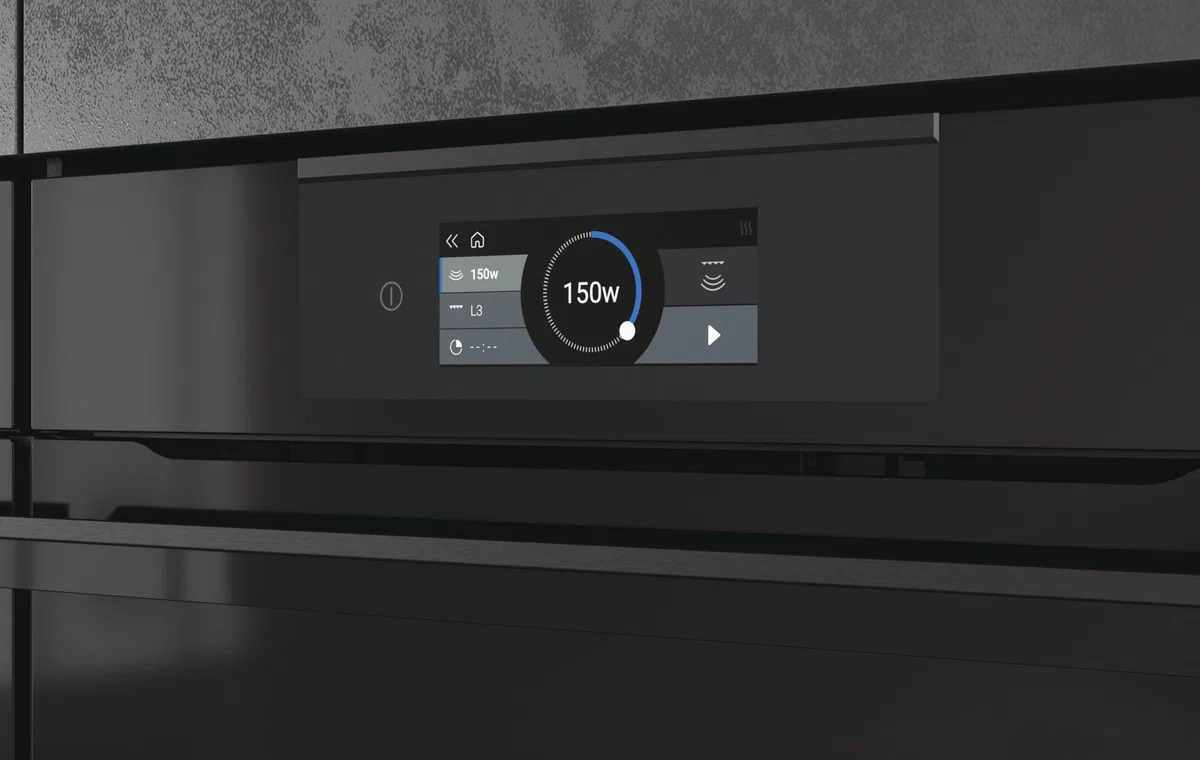 Haier I-TOUCH SERIE 6 HWO45NB6T0B2/DE/Einbaumikrowelle mit Heißluft und Grill/Nische 45 cm/Touch-Bedienung mit TFT / 12 Programme/Mikrowelle 900 Watt/Grill 1.530 Watt/Volumen 34 l