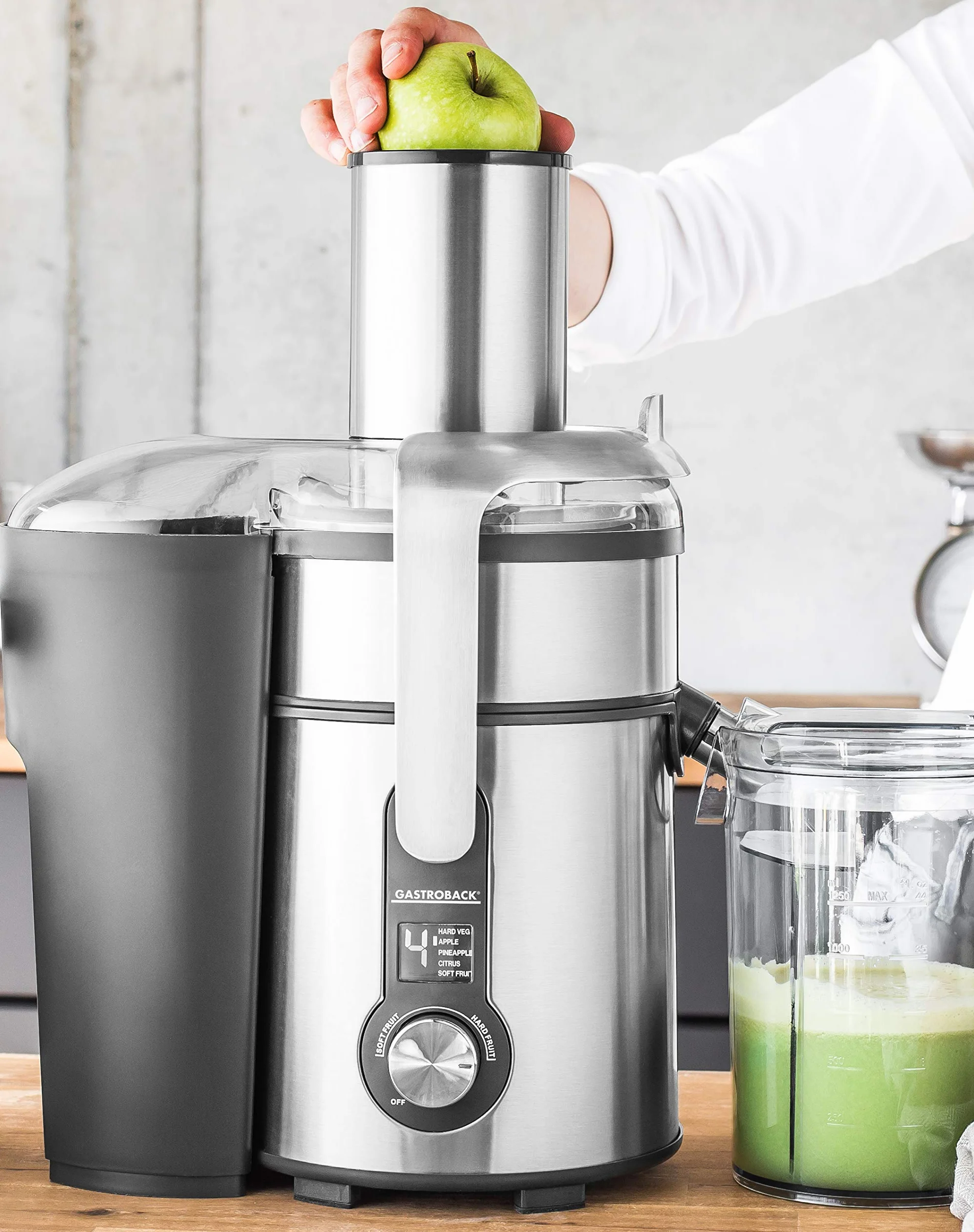 Gastroback Entsafter 40151 Design Multi Juicer Digital, 1300 Watt Profi-Motor, XXL - Einfüllschacht (Ø 84 mm), 5 Geschwindigkeitsstufen