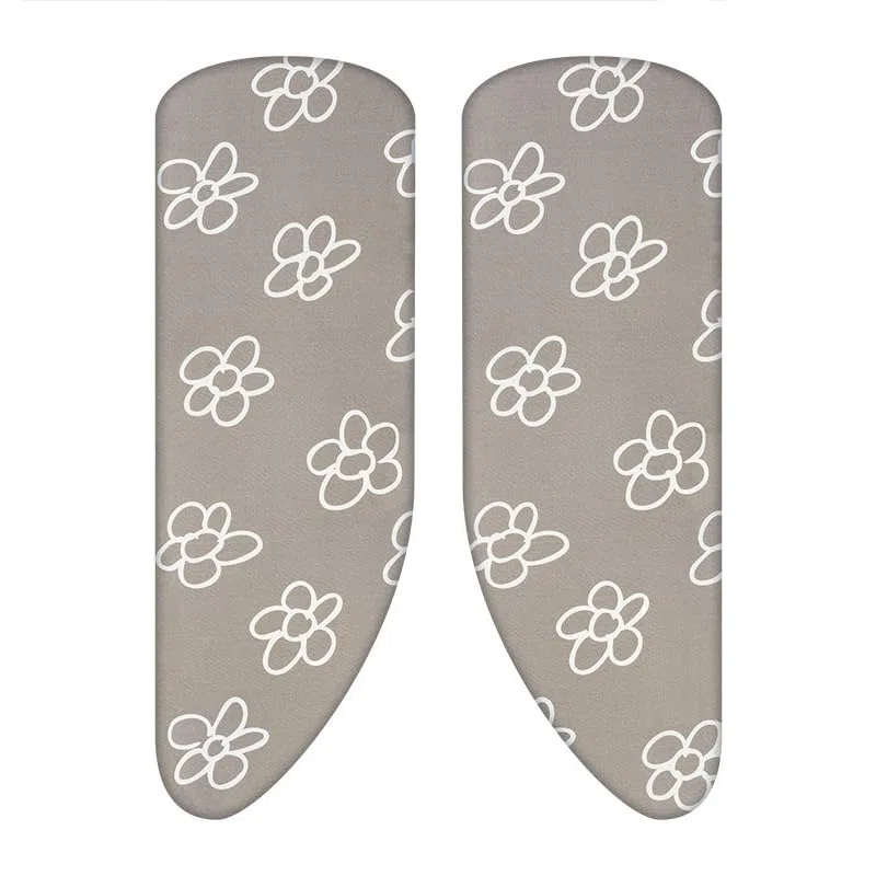 Set | Asymmetrischer Bügelbrettbezug mit Ständer (Farbe: Blumen grau) (A-XXL, Molton)