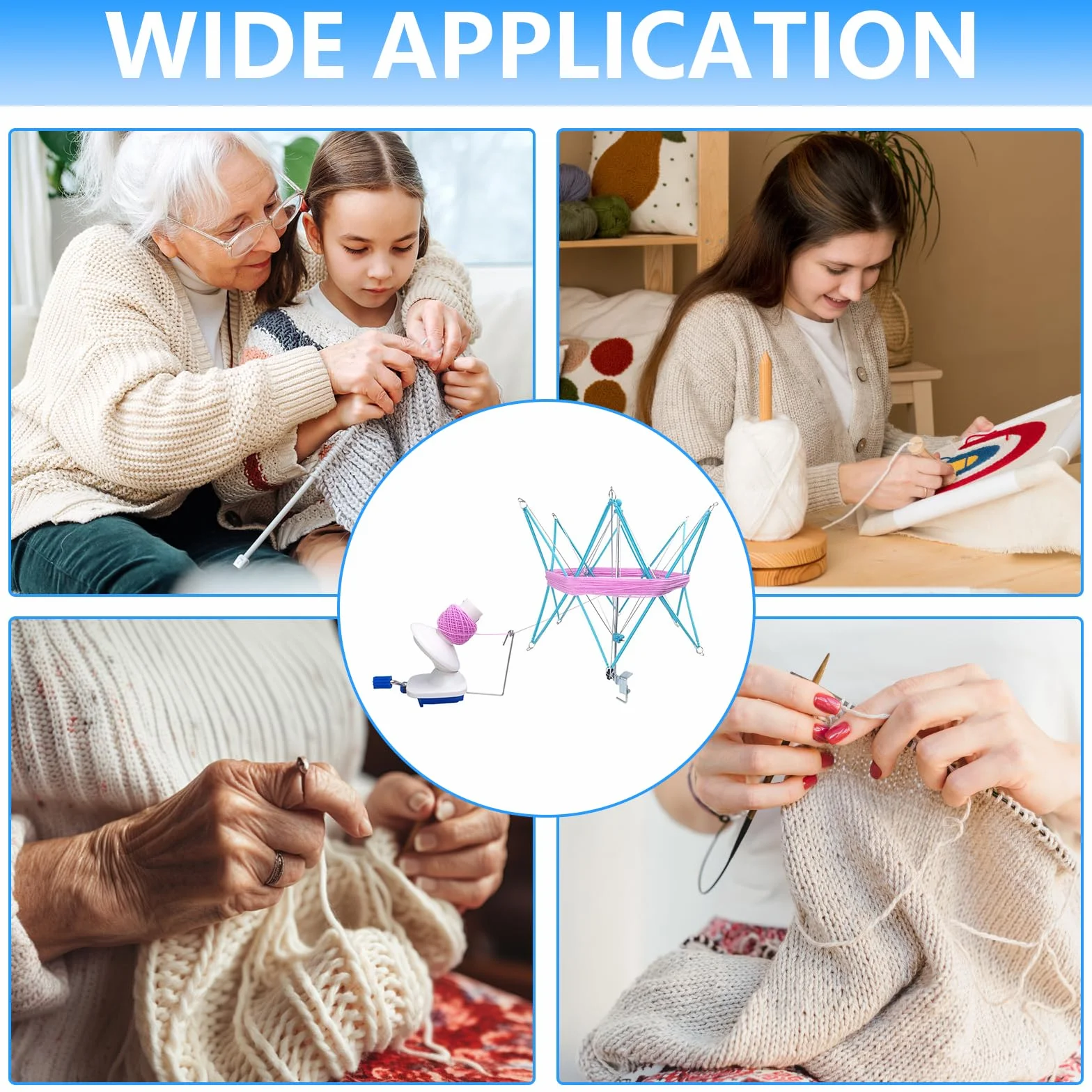 Wollwickler mit Wollhaspel, Yarn Garnwinder Kreuzwickler Knäuelwickler Wolle String Kugel Skein Winder Schirmhaspel Haspel für Wolle und Garn Tragbarkeit Garnrollenwickler Strickliesel Erwachsene