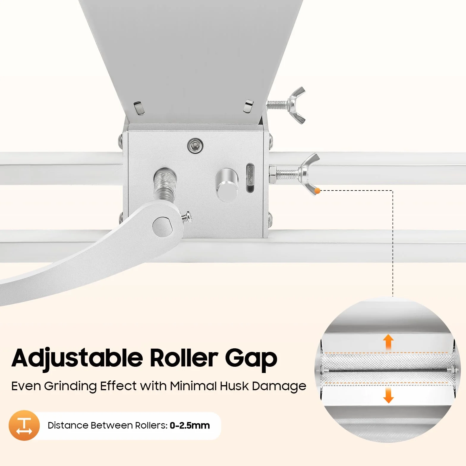 4L Manuelle Getreidemühle mit Verstellbaren Walzen (0-2,5mm) - Flockenquetsche & Schrotmühle für Hafer/Weizen, 2 Alu-Streben & Bohrmaschinenanschluss