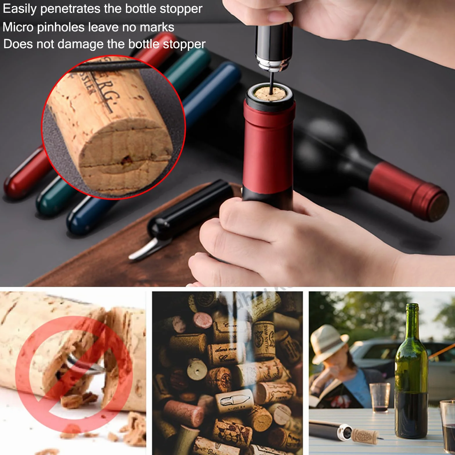 Luftpumpe Weinöffner mit Folienschneider,Wein luftdruck Flaschenöffner,Tolles Geschenk für Weinliebhaber