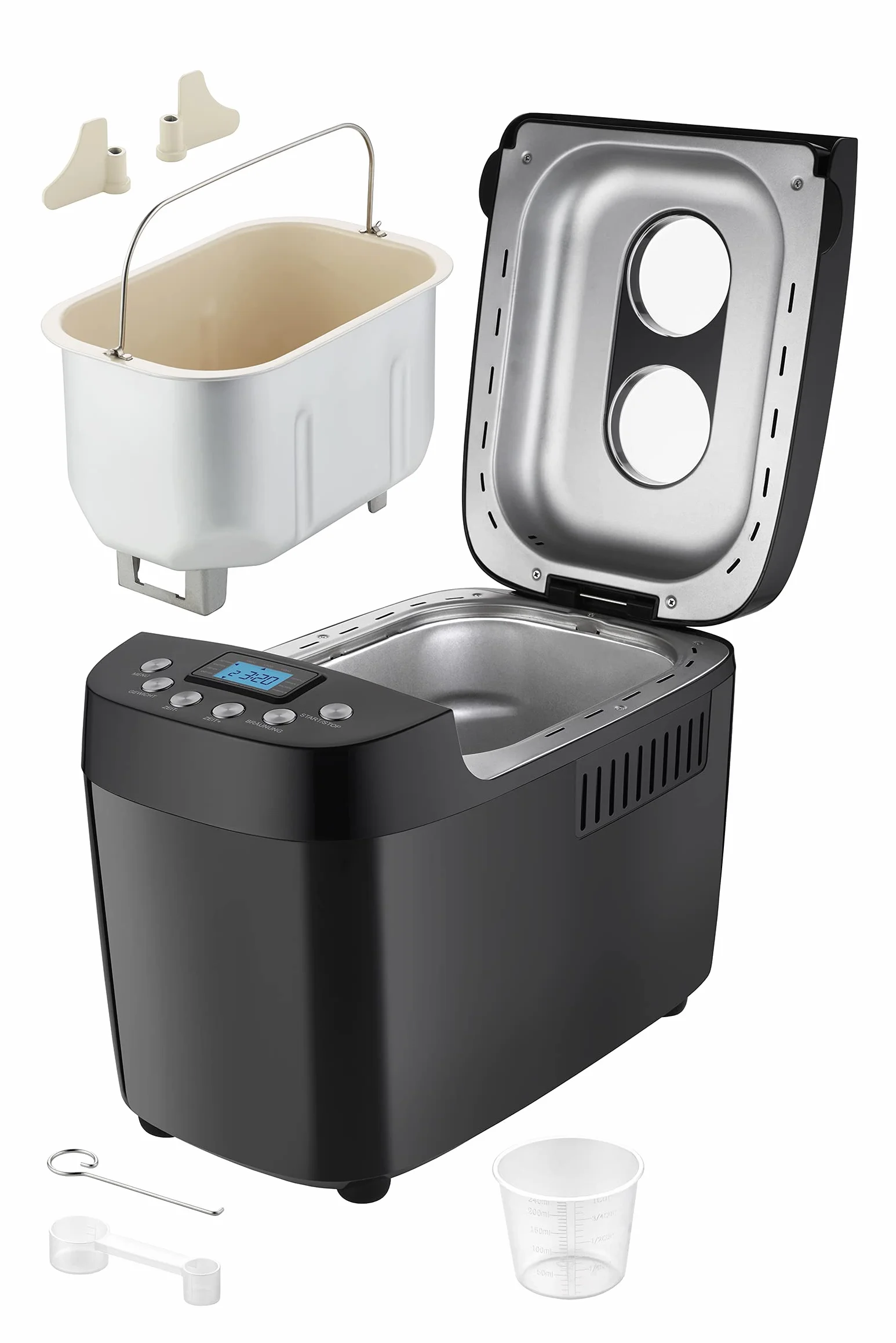 Unold 68525 BACKMEISTER Big Black - Schwarz, für bis zu 1.500g Brot, 15 Programme, auch für glutenfreies Brot, Timerfunktion, Waremhaltefunktion, LCD Display