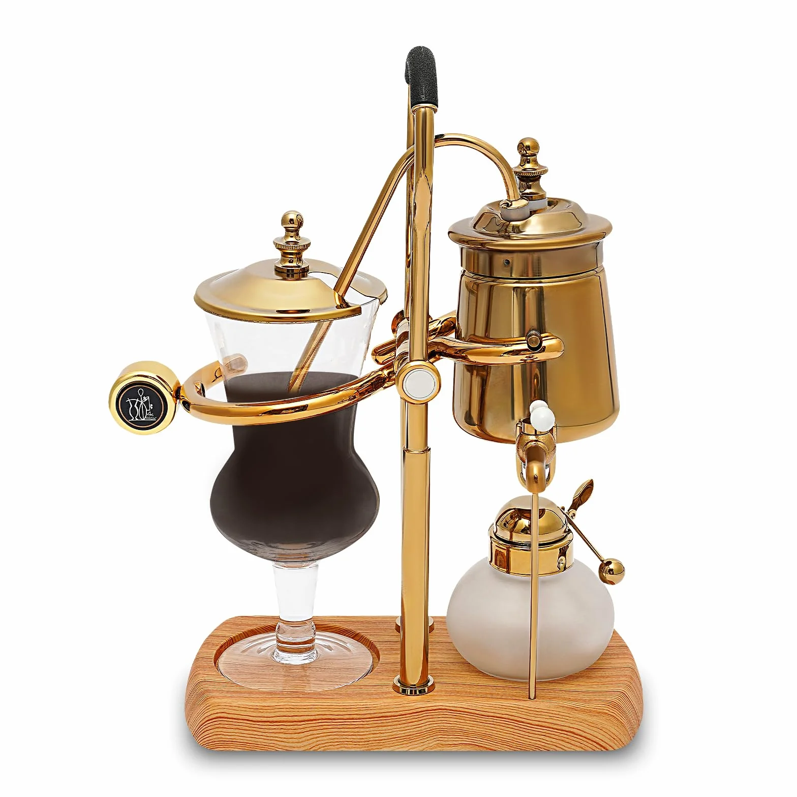 Siphon Kaffeekanne mit Alkohollampe Siphon Glastasse Messbecher Halter Siphon Kaffeemaschine Set 400ML Vintage Kaffeemaschine Passend für Zu Hause Coffee Shops und Getränkegeschäfte (Gold)