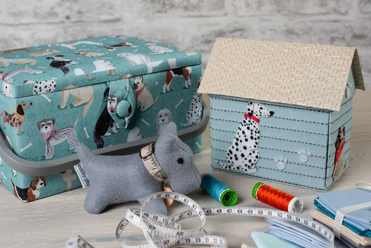 Hobby Gift Große Nähbox, Holz/Stoff, Hunde