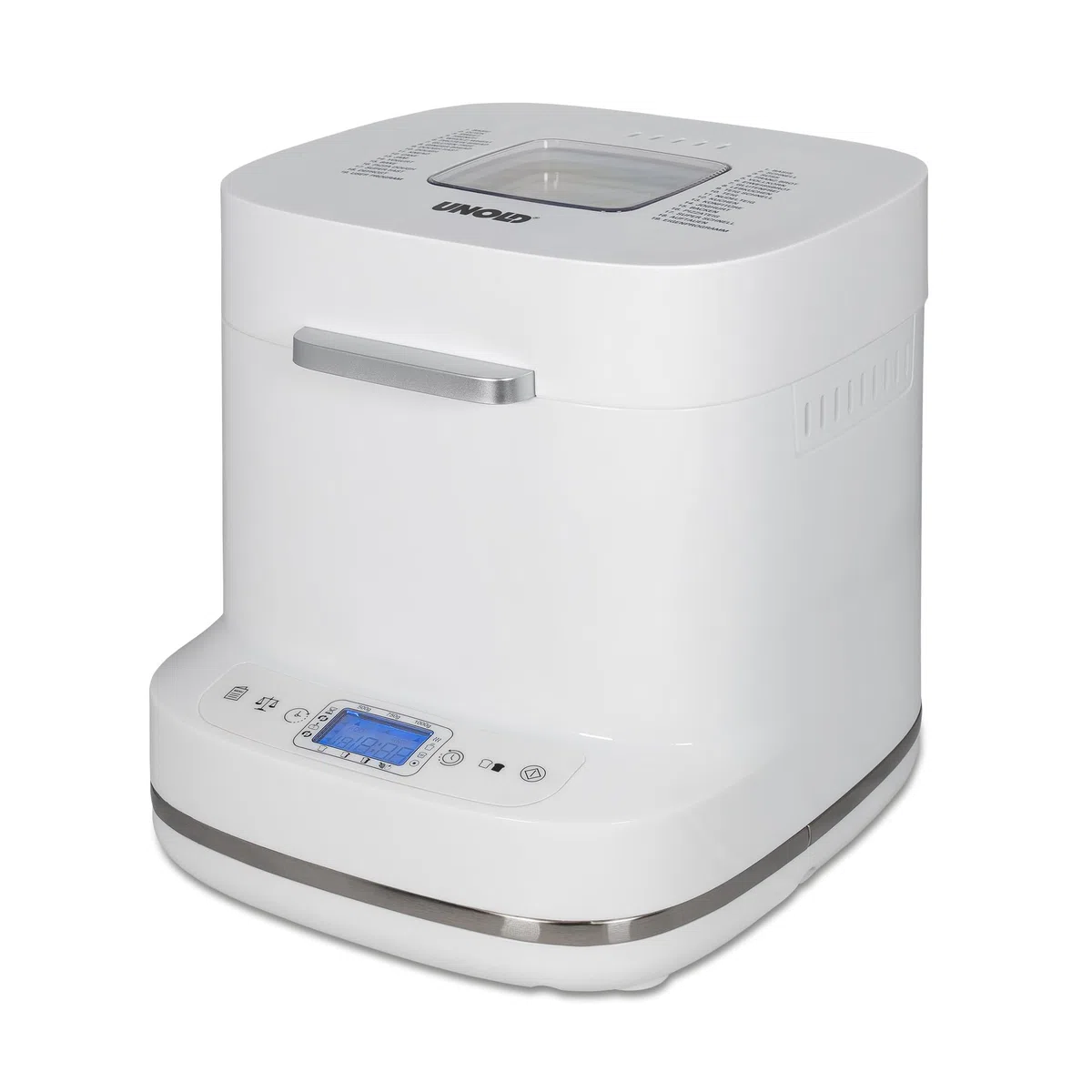 Unold Backmeister Bernd 68120, bis 1000 g Gewicht, 19 Programme, individuelles Programm, Zeitvorwahl, Antihaftbeschichtet, LCD-Display, entnehmbare Backform, 550 Watt, Weiß
