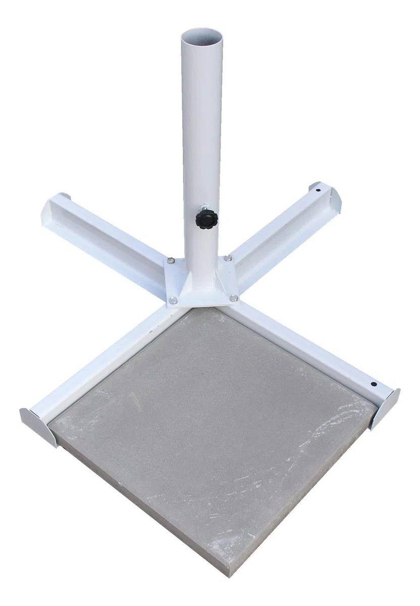 VIS Metallkreuz - Schirmständer sehr platzsparend, äußerst stabil - mit Rohr Ø65,5 mm, für Schirme mit Schirmast 60,00 mm - Verwendung mit 4xBetonplatten 400x400x50 mm, min. je 18 kg (nicht enthalten)