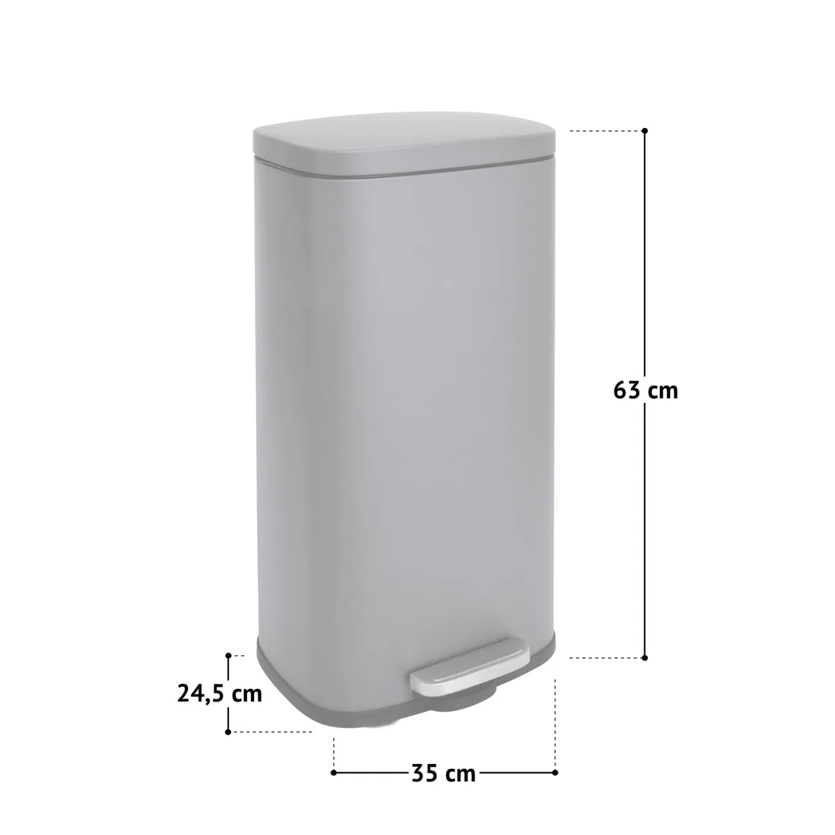 SVITA Mülleimer TQ30 silber 30L Treteimer Edelstahl Abfallbehälter Müllsammler mit Pedal Edelstahl Softclose Deckel mit Inneneimer Küchen-Eimer Abfalleimer