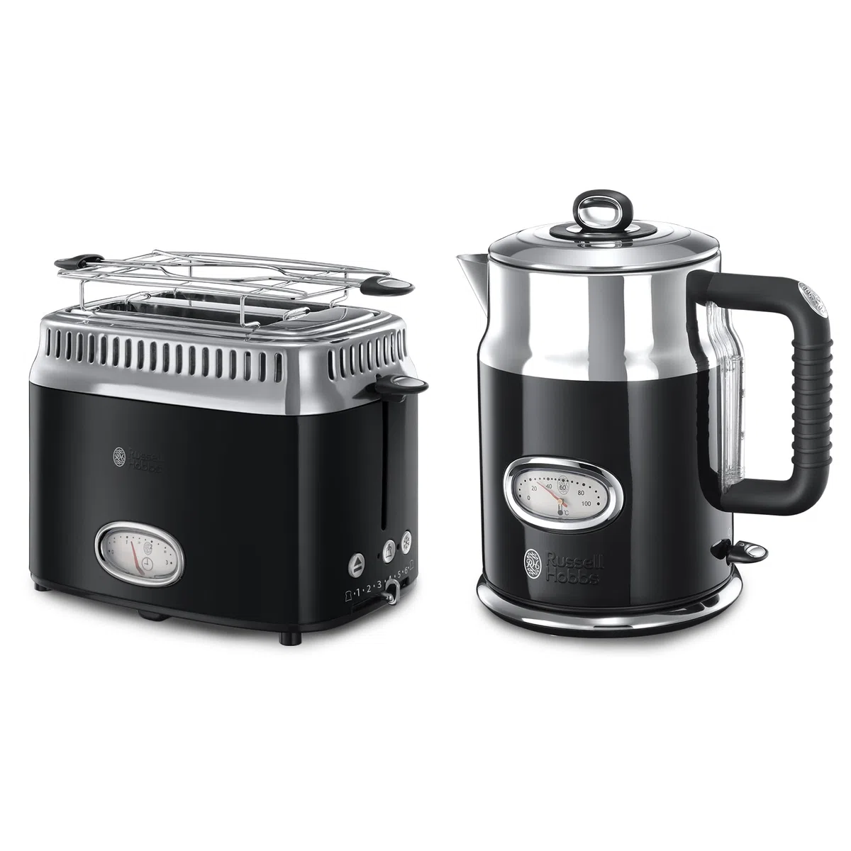 Russell Hobbs Wasserkocher Toaster Retro schwarz