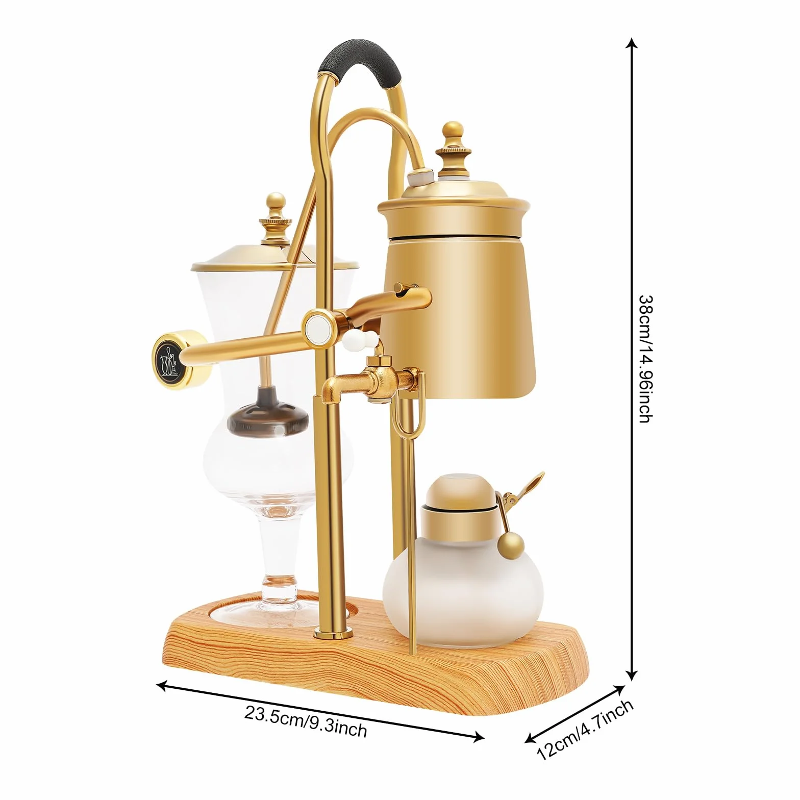 Siphon Kaffeemaschine, 400ml Retro Kaffeebereiter Vakuum Kaffeebereiter Set, 4 Tassen Heimgebrauch Glassiphon Kaffeemaschine Siphon-Kaffeekanne Vintage-Kaffeemaschine - Gold