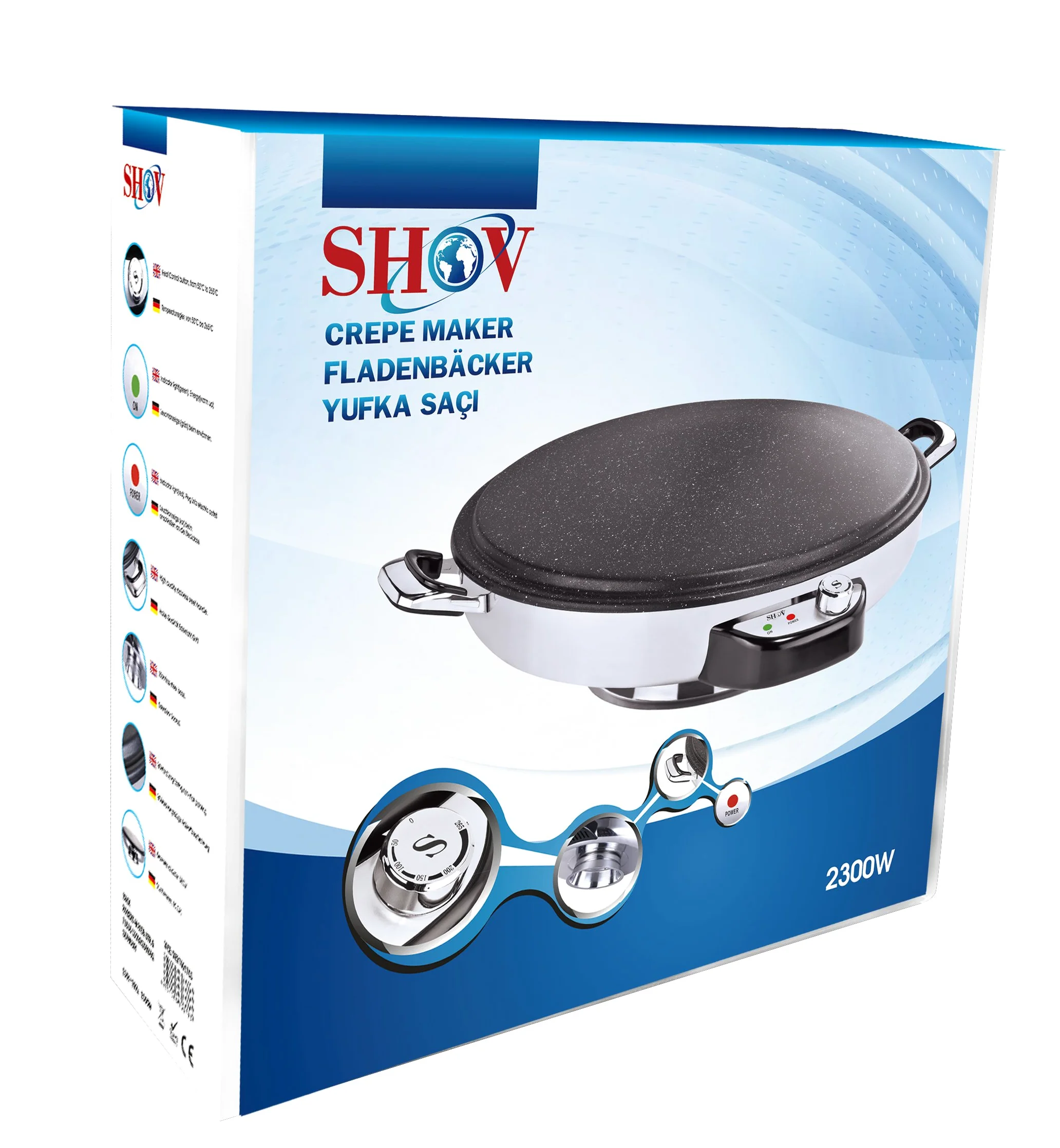 SHOV Granit Crepe Fladenbäcker Sac Yufka 2300W - Backfläche 50cm Temperaturregler (Granit)