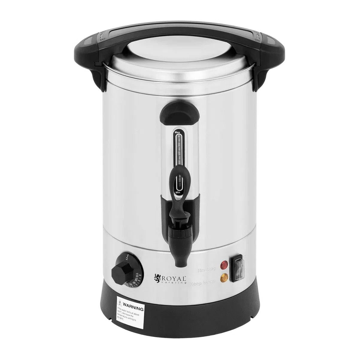 Royal Catering RC-WBDW6 Glühweinkocher 6,5 L doppelwandig 1500 W Edelstahl Heißgetränkeautomat Füllstandanzeige Teemaschine Glühweintopf Glühweinkessel Heißgetränkespender Wasserkocher