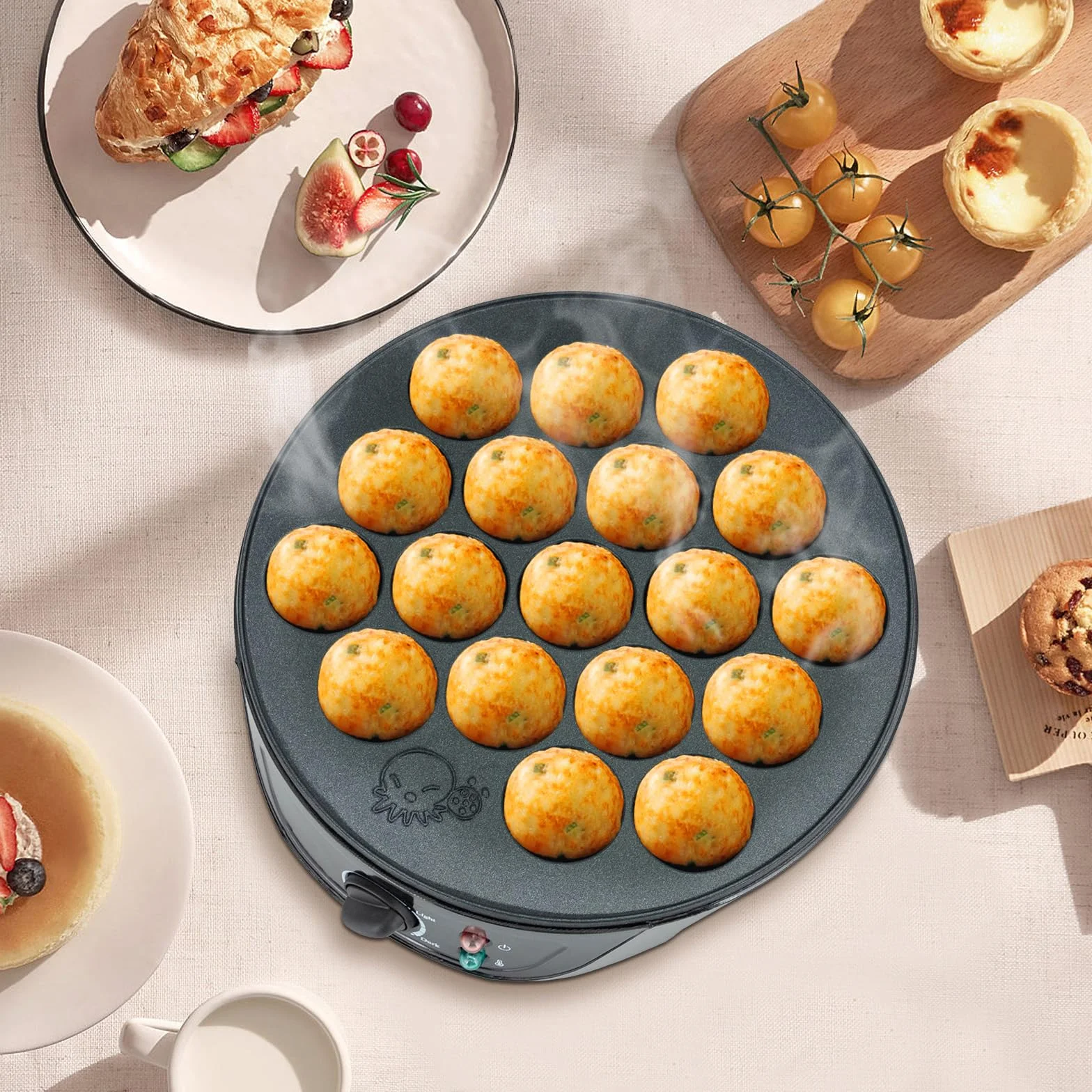 Takoyaki Elektrische Maschine 18-Loch für Takoyaki Bälle Takoyaki Grill Tablett kann Früchte Schokolade Eier Teig Würstchen Schwarz 750W