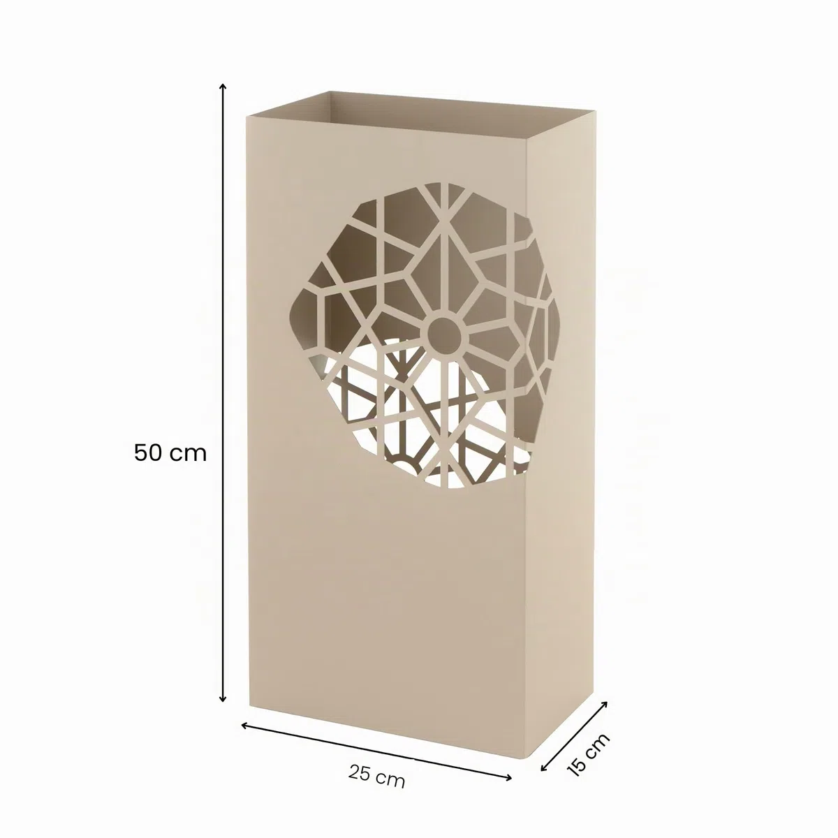 Baroni Home Modernes Design Schirmständer aus Metall, quadratisch, 2 Innenhänger, abnehmbarer Regenwasserschale, Taupengrau, 25x15x50 cm