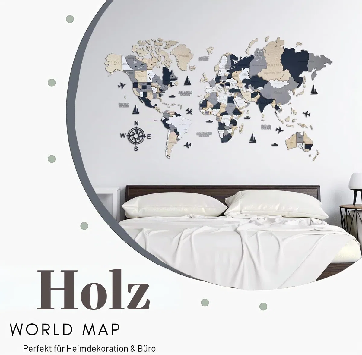 Holz-Weltkarte, 3D-Kunst, große Wanddekoration, für jeden Anlass, in den Größen M, L, XL, Geschenkidee, Wandkunst für Zuhause, Küche oder Büro