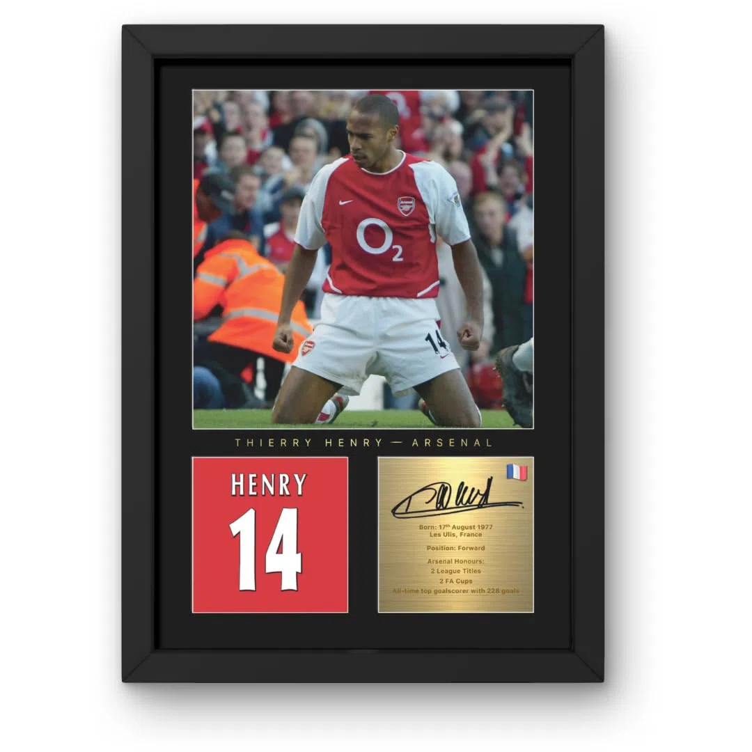 Win FC Thierry Henry gerahmtes Foto, A4, Reproduzierte digitale Signatur, Geschenk für Arsenal-Fans