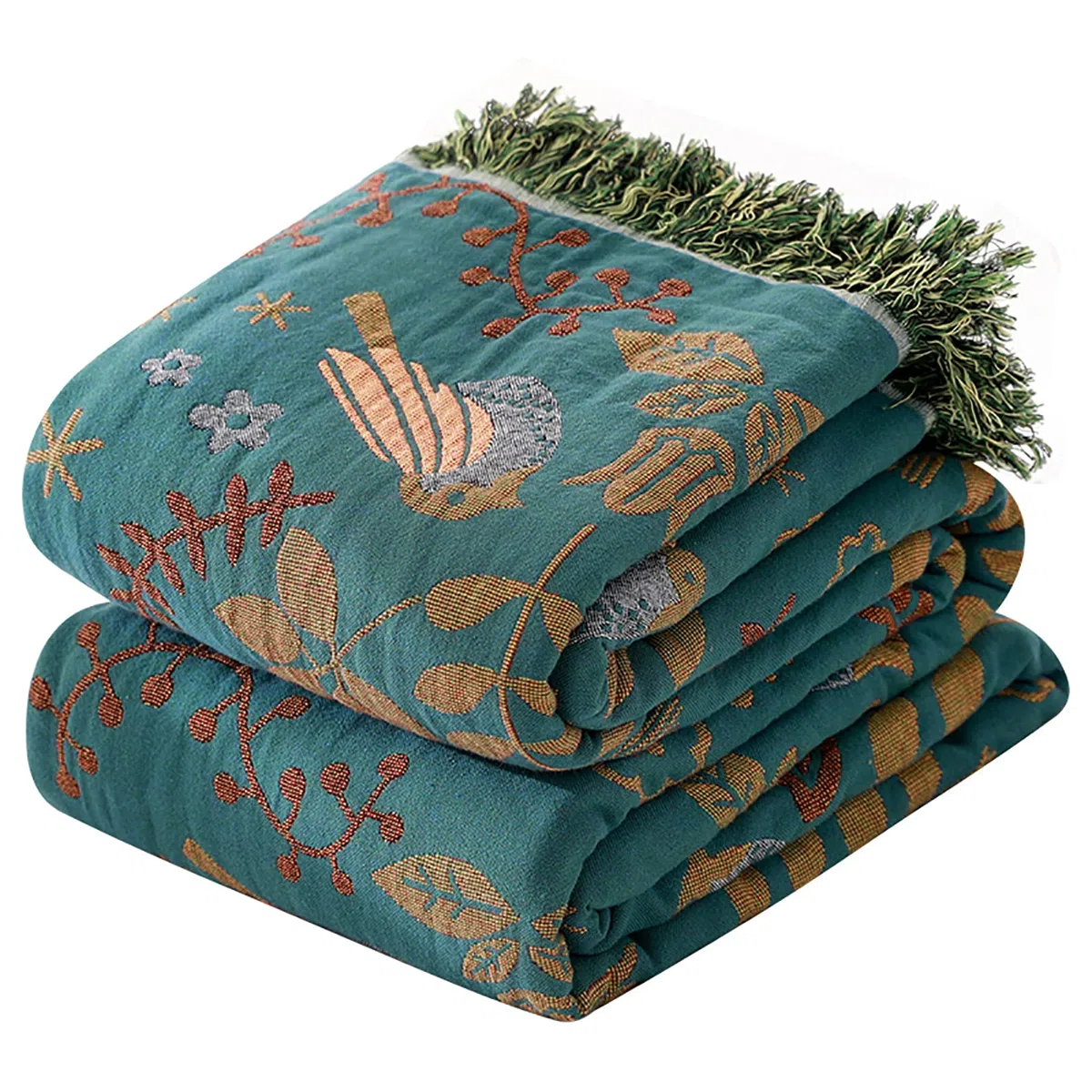 HOORDRY Doppelseitig Boho Tagesdecke 150x200CM Baumwolle gewebte Decke mit Fransen