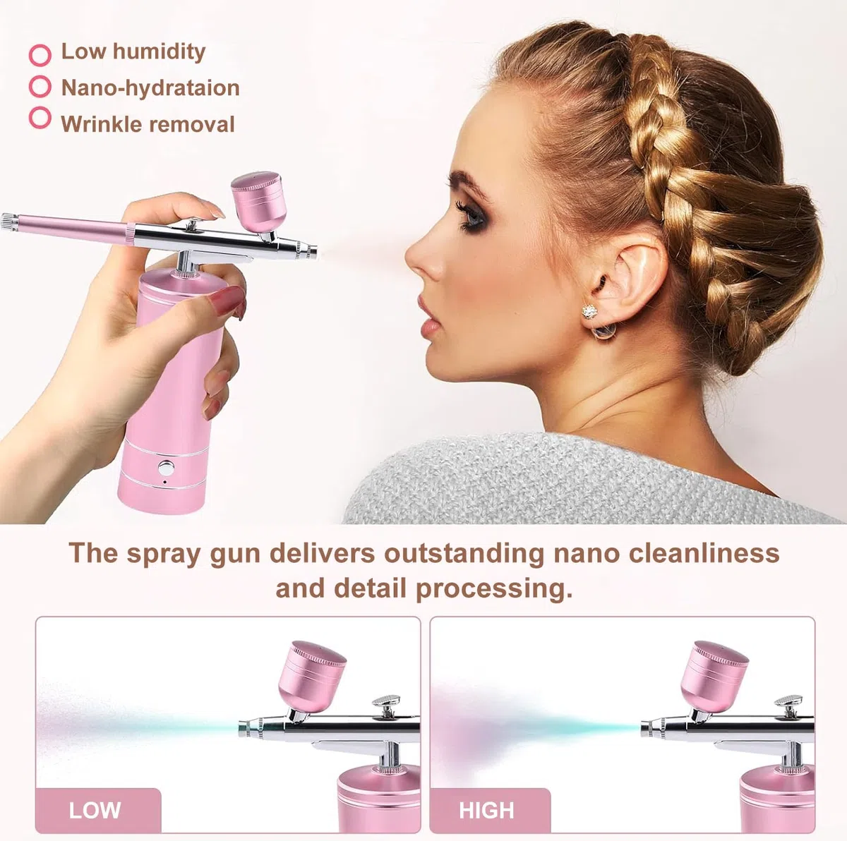 Daakro Wireless Airbrush Set, Portable Handheld Cordless Airbrush Gun, Mini Rechargeable Air Brush for Makeup, Cake Decoration, Tattoos, and Face Painting