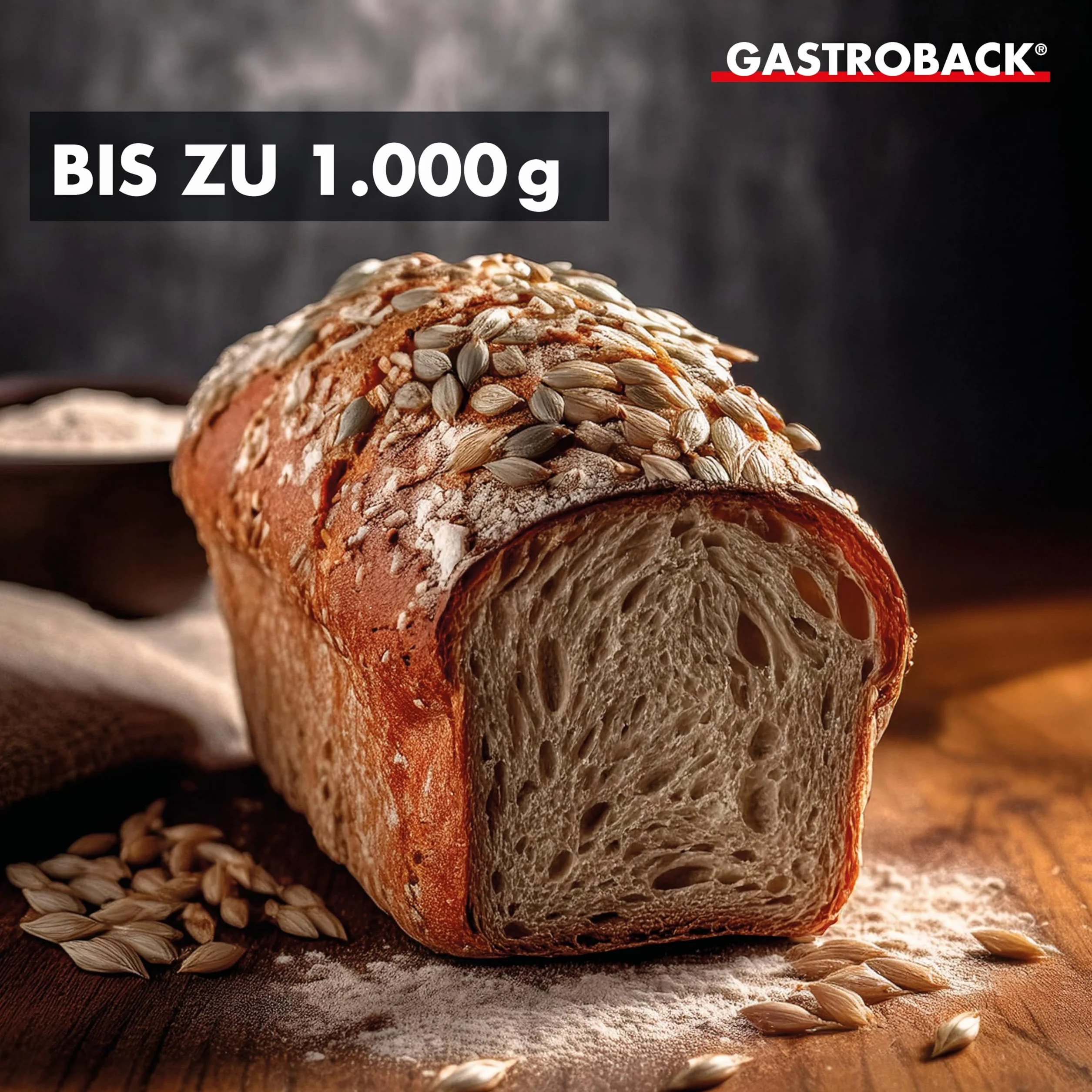 GASTROBACK Brotbackautomat Advance - Vollautomatische Brotbackmaschine + 18 Programmen inkl. Joghurtmaschine, Timer-Funktion, Zutatenfach, Sichtfenster, Brotautomat / Backmaschine in Edelstahl Optik