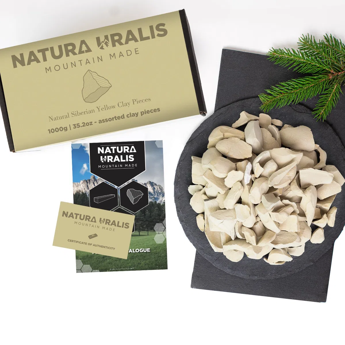 Natura Uralis Sibirischer Gelber Ton | 1000g Natürlicher Gelber Ton, Pastell- bis Goldgelb - Erstaunliches Knirschen, Befriedigend Erdige, Samtige Und Feste Textur, ASMR-Erlebnis