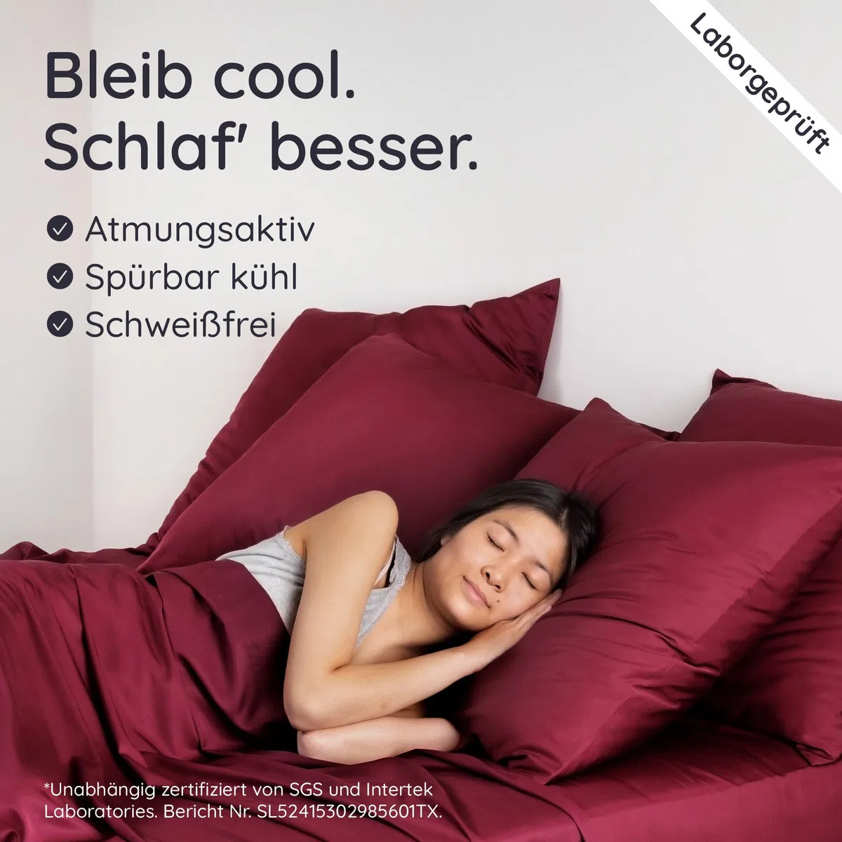 Bambaw Bambus Bettlaken ohne Gummizug 180x290 cm, hypoallergene für Allergiker Bettwäsche, 100% nachhaltige Bambus Bettwäsche, weiche Überschlaglaken, Bettlaken Sommer kühl ohne Gummi (Burgunderrot)
