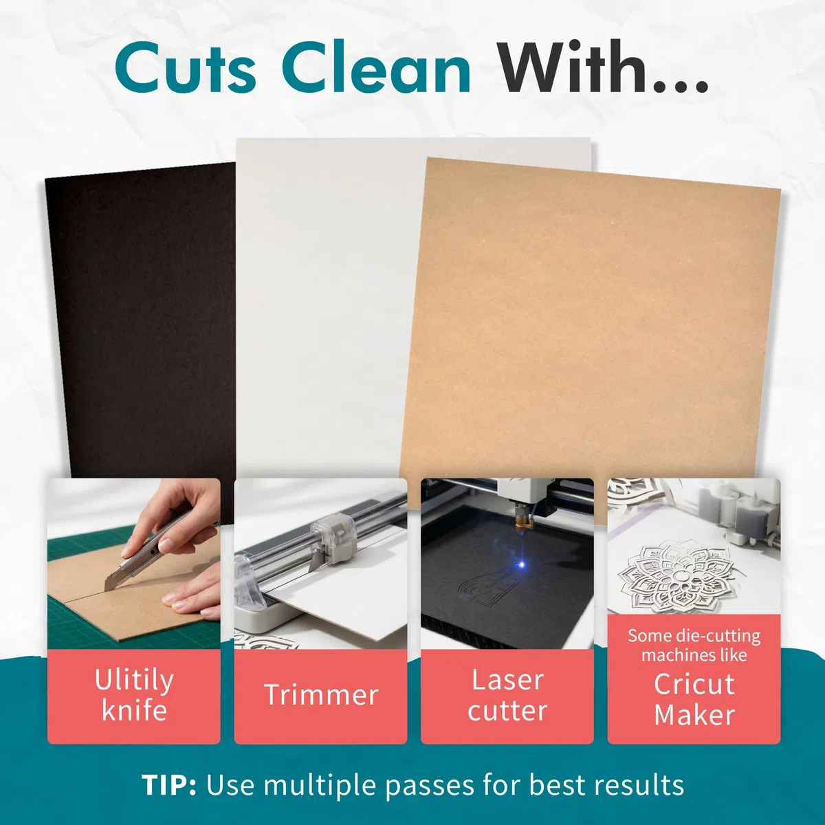 Grafix Medium Weight Chipboard Säurefreie Spanplattenbögen, 0,1 cm, für dreidimensionale Verzierungen für Karten, Papierbastelarbeiten, gemischte Medien, Heimdekoration und mehr, Natur, 12 x 12, 25
