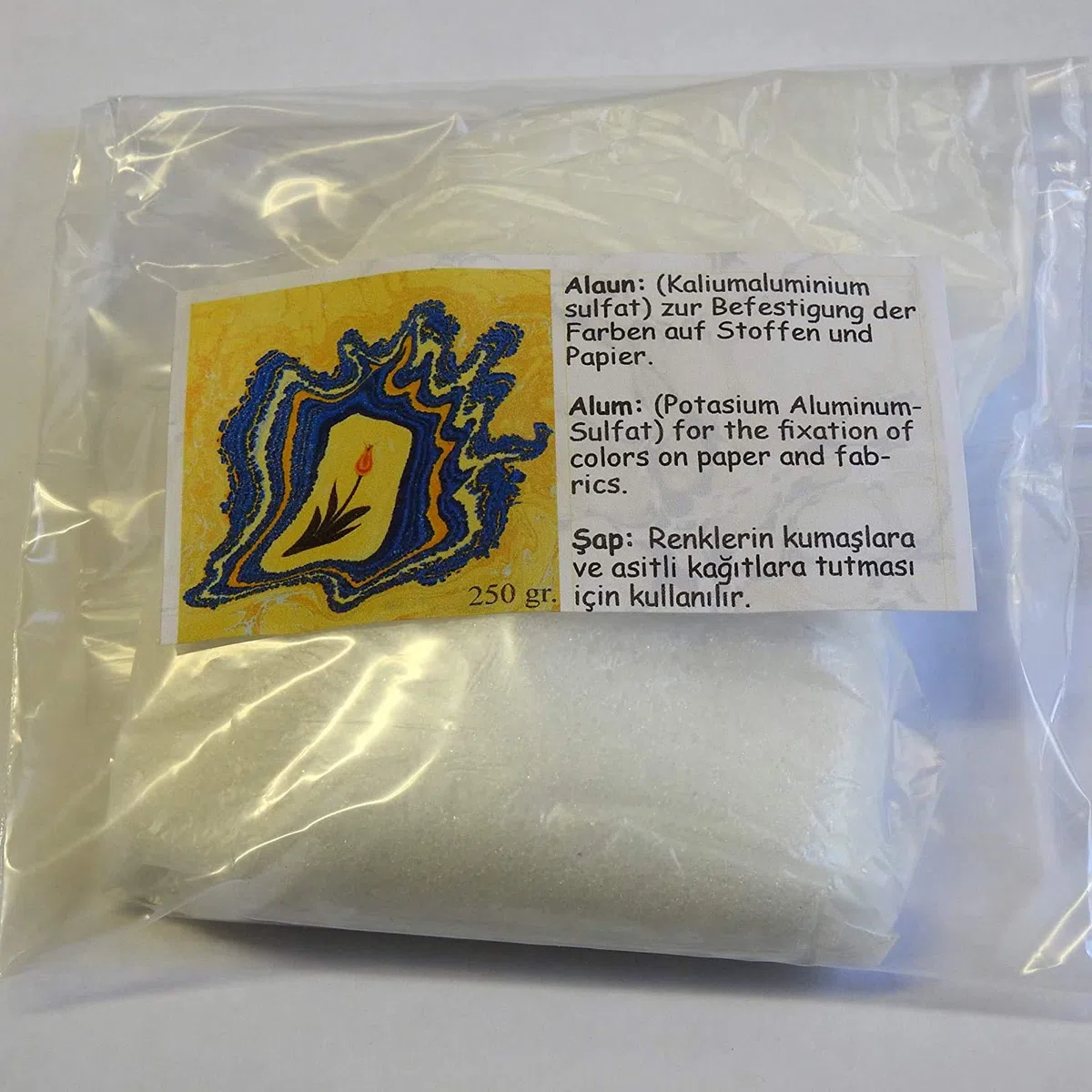 Alaun | Kalialaun | Kaliumaluminiumsulfat 250 g | Şap | Kumaşa Ebru yapımı | Kumaşa Ebruyu sabitleme | Kumaş boyama
