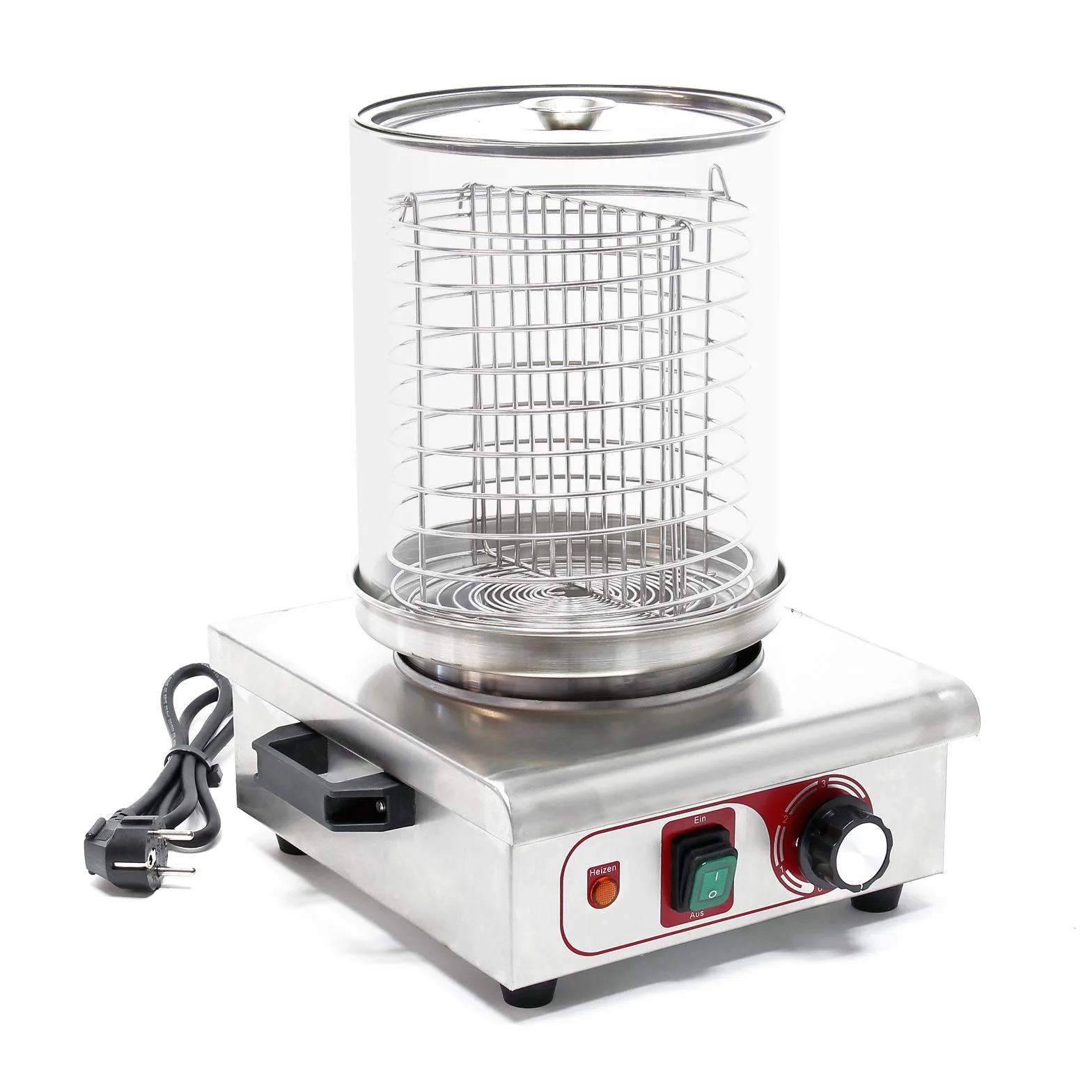 Wiltec Hot Dog Gerät 450 W aus Edelstahl, 260 x 290 x 380 mm, Wurstkocher Würstchenwärmer Hot Dog Maker Eierkocher Dämpfer