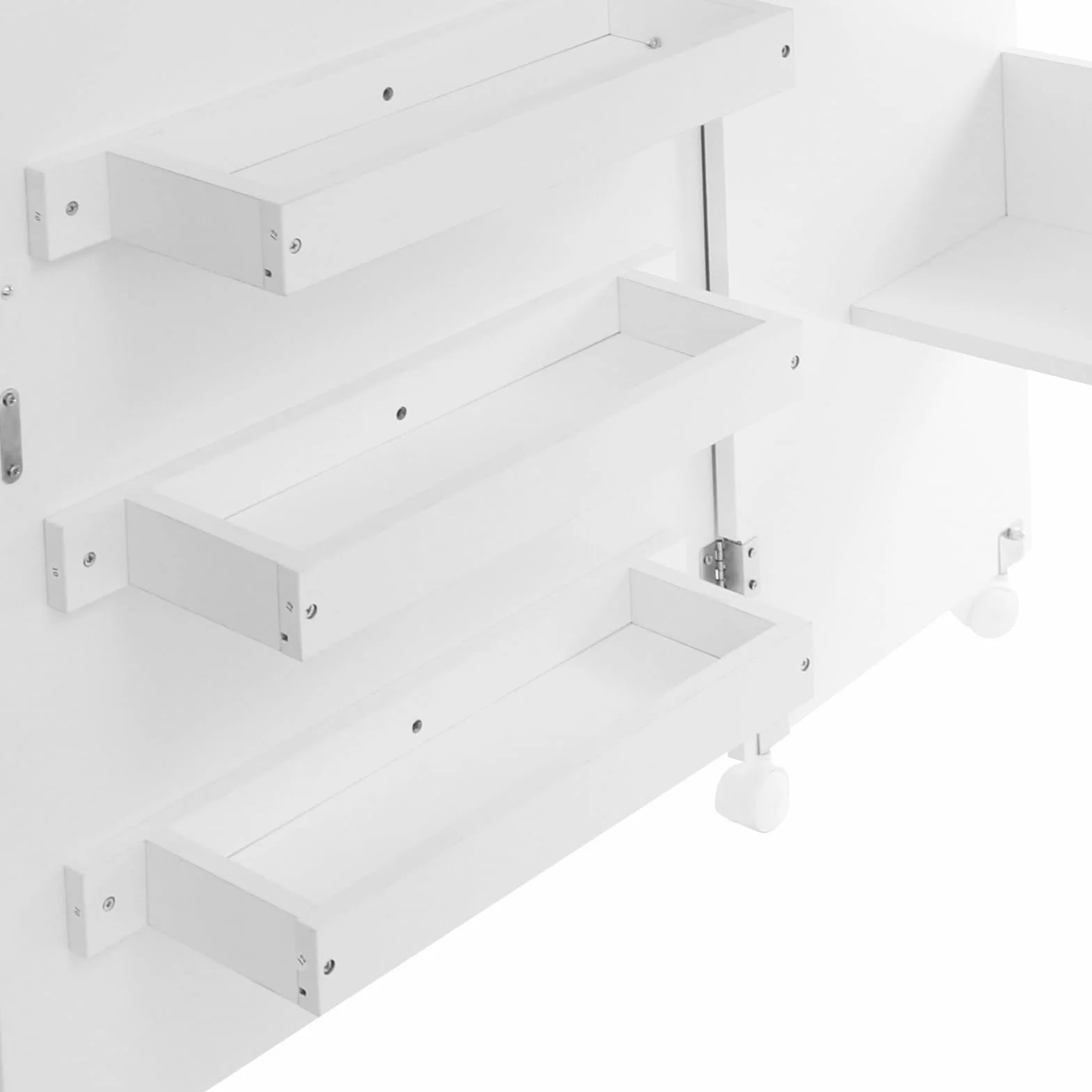 2in1 Klappbarer Nähmaschinentisch, Rollbarer Nähtisch, Nähschrank Schreibtisch, Faltbar Nähmaschinenschrank, Mehrzwecktisch mit 5 Rollen, für Studien und Workshops