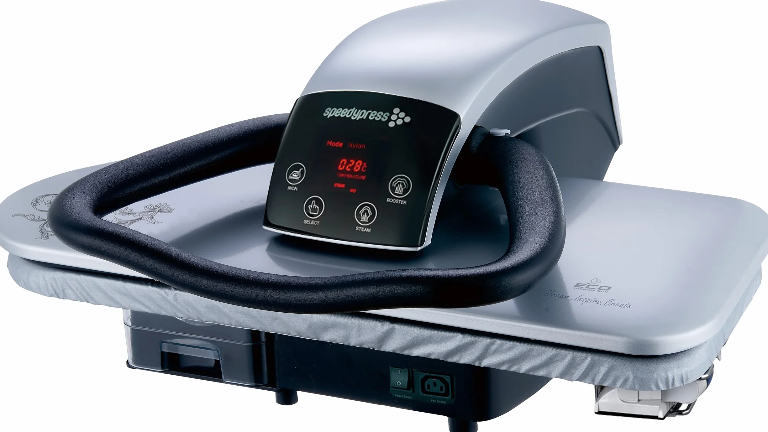 Speedypress Dampfbügelpresse 71HD, silber/schwarz, robust, professionell, 68 cm, mit Ständer
