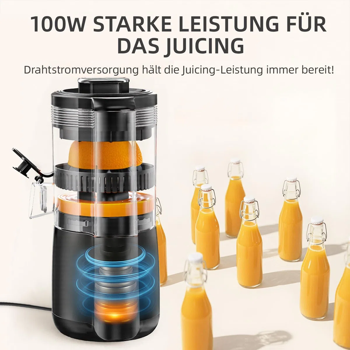 Keerain Elektrische Zitruspresse, Automatische Orangenpresse Mit Reinigungsbürste, Kompakte Zitronenpresse Für Lemon & Lime