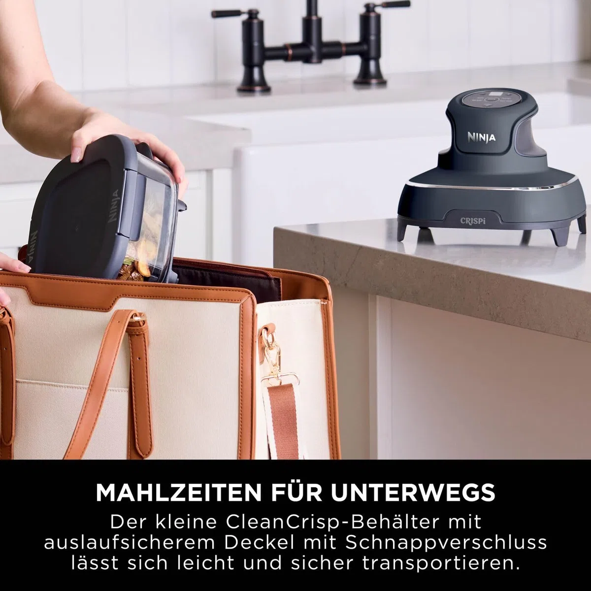 Ninja CRISPi 3,8-l-TempWare-Glasbehälter mit Deckel, großer, wärmebeständiger Heißluftfritteusen-Glasbehälter für Zubereitung, Kochen & Lagerung, BPA-freier Deckel XSKLIDPLTEUUK