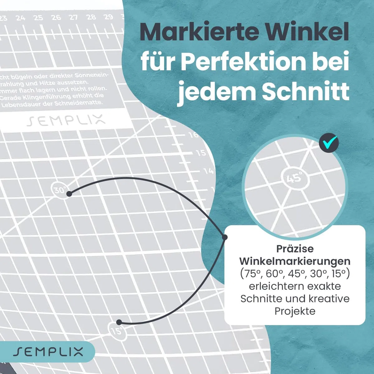 SEMPLIX Selbstheilende Schneidematte A0-A4 - Grün, Rosa, Grau, Türkis, Lila - Ideal fürs Basteln, Nähen & Patchworken - Beidseitig Bedruckt - Vorderseite cm Rückseite inch Bemaßung (Hellgrau-Grau, A0)