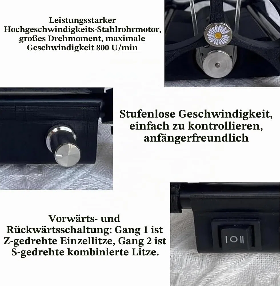 Elektrisches Spinnrad, automatische Garnwickelmaschine, Strickwolle, Garnwickler, Geschwindigkeitskontrolle, vorwärts und rückwärts, für Garnweben (Farbe: Grün)