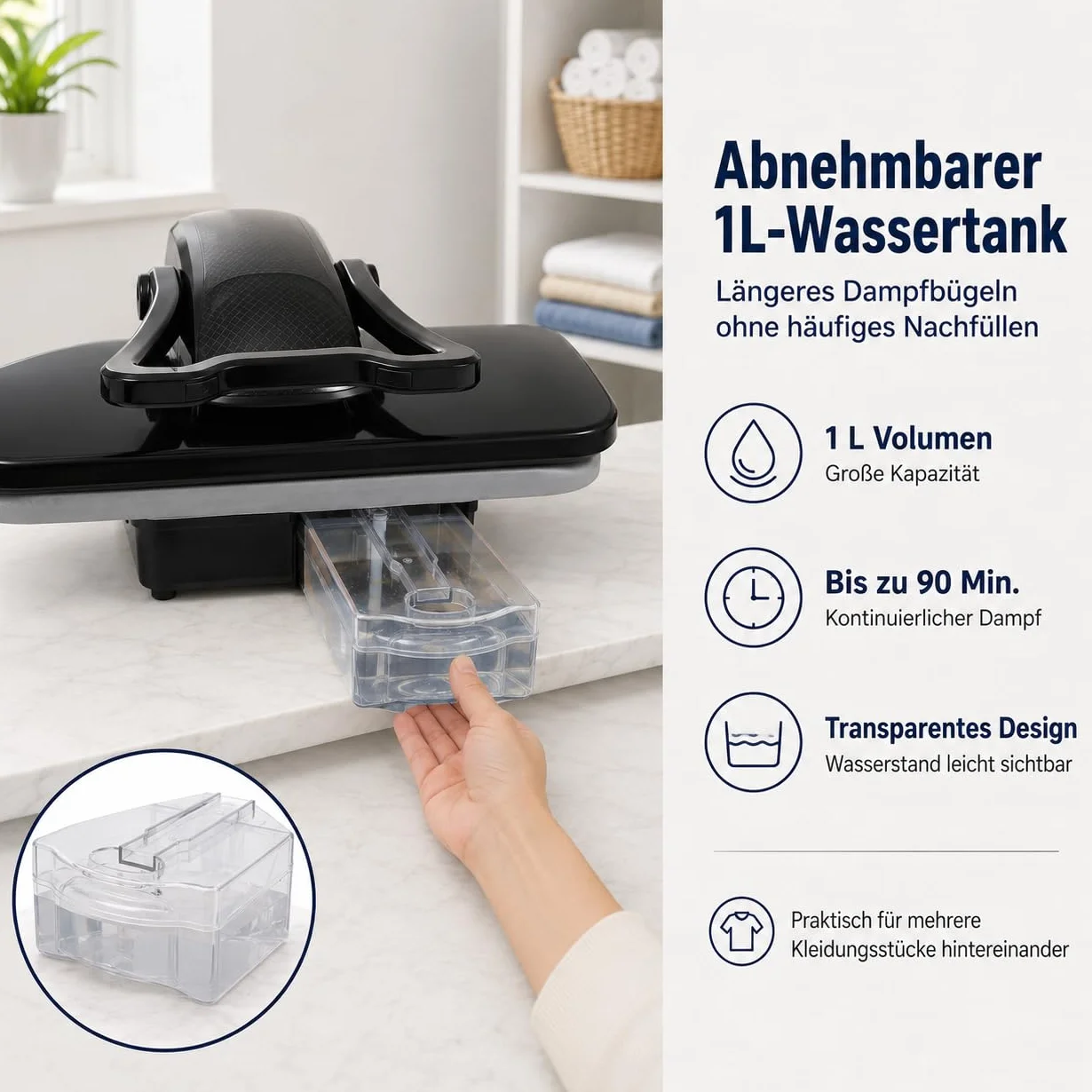 2200W Intelligente Dampfpresse Digitale Dampfpresse mit 5 Stoffeinstellungen 90-200℃ Temperatureinstellung Dampfbügelpresse mit Touchscreen Bügelpresse Mangel Bügelmaschine