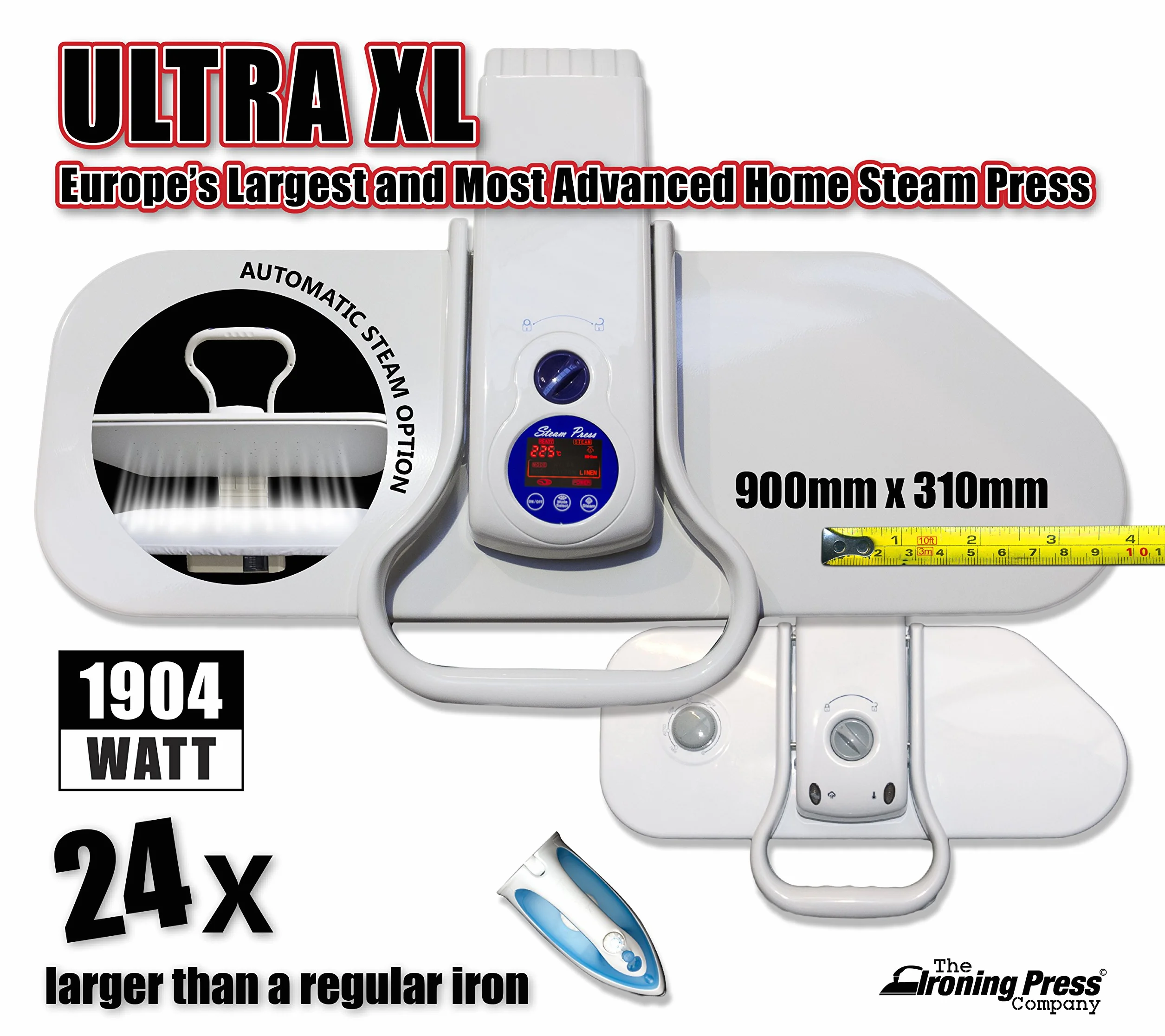 Professionelle Dampfbügelpresse von Speedypress - Ultra XL (übergroß) Größe - Die Größte & Fortschrittschlichste Heimdampfbügelpresse in Europa