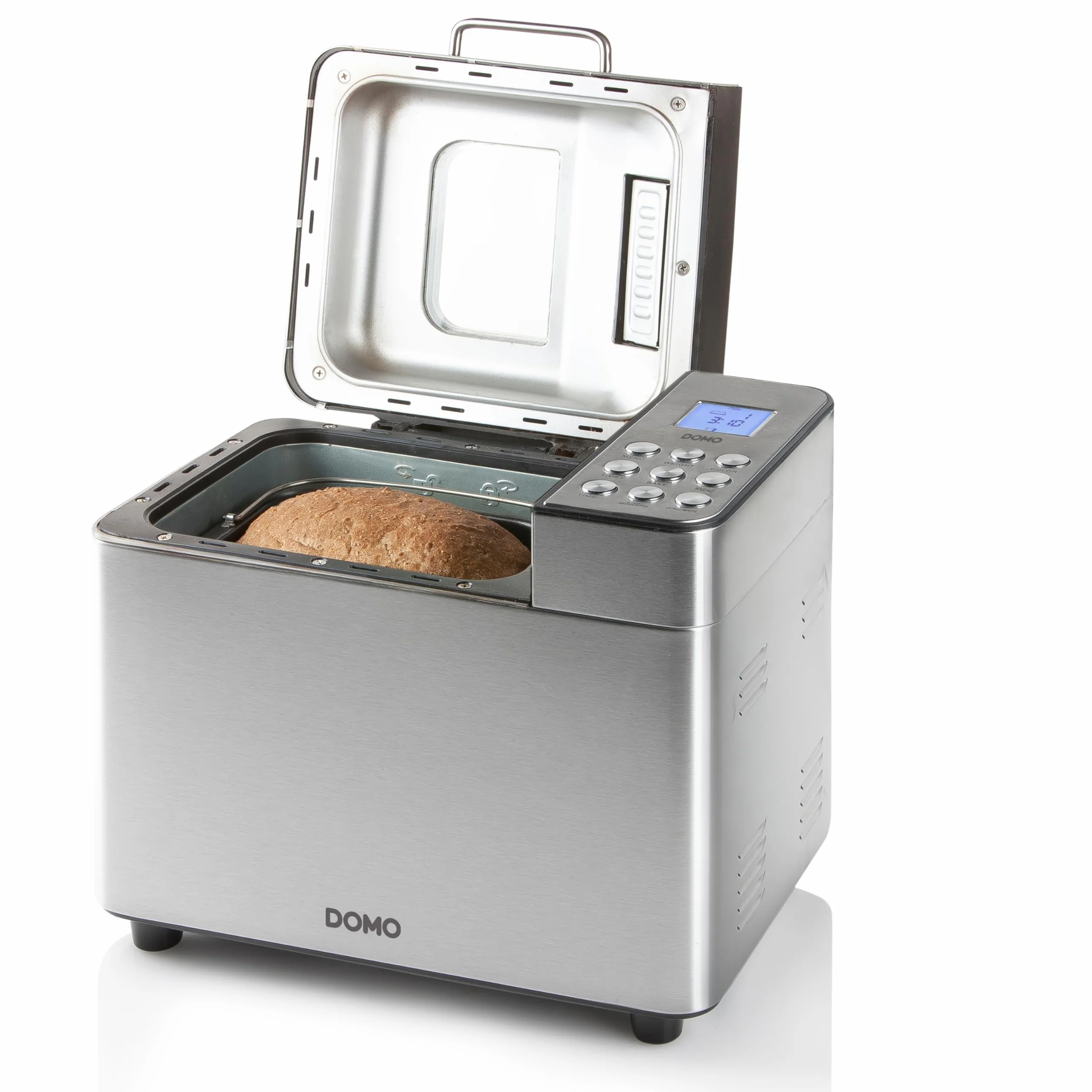 DOMO B3971 Brotbackautomat 500-750-1000gr - 18 Programme - inkl. Dispenser und glutenfreiem Programm Edelstahl