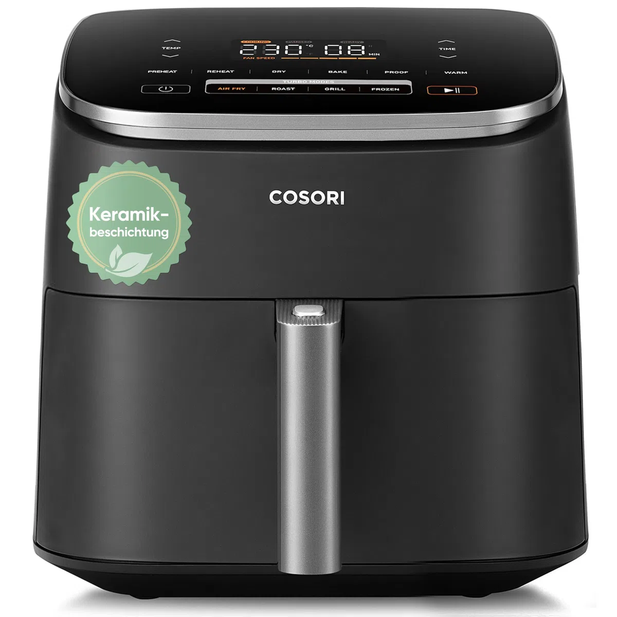 Cosori Turboblaze Airfryer mit Keramikbeschichtung, 9-in-1 Heißluftfritteuse, Backen, Grillen, Braten, Air Fryer XXL 6L, leiser DC Motor mit 5 Gebläsestufen, 87 Rezepte