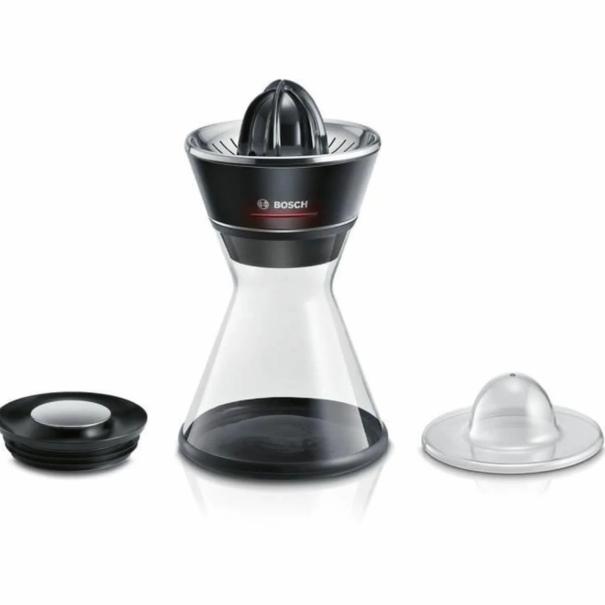 Bosch Zitruspresse VitaStyle Citro MCP72GPB, Universal-Presskegel für kleine und große Früchte, 2-in-1 Entsafter und Zitruspresse, 1,0l Glas-Karaffe, BPA-frei, spülmaschinengeeignete Teile, 40 W