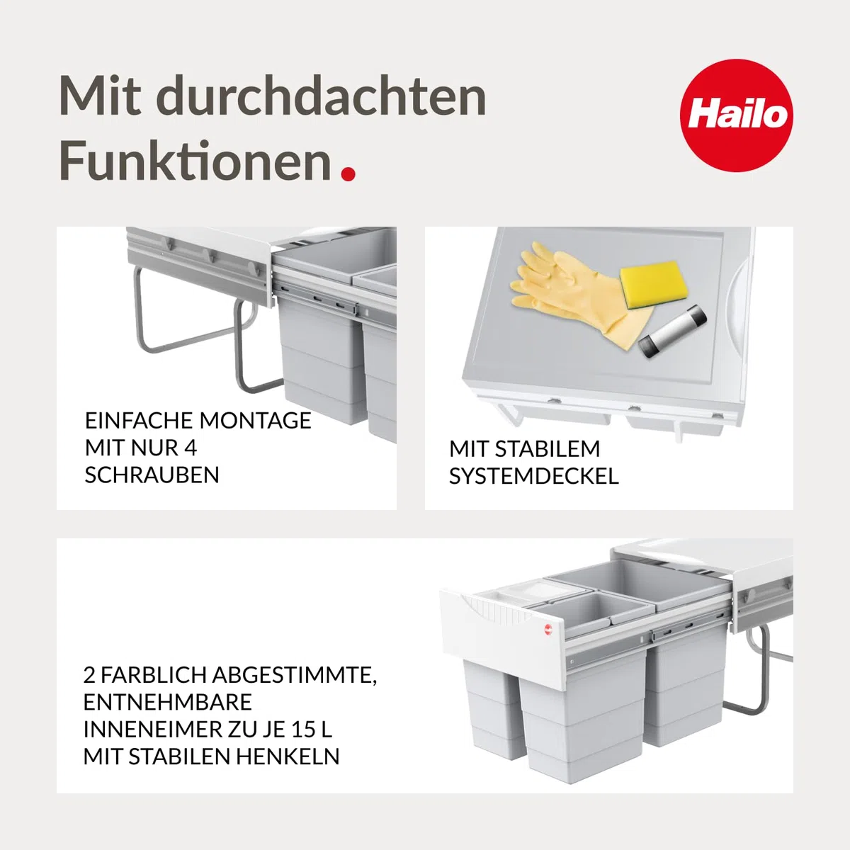 Hailo AS Raumspar Tandem 18/8,5/8,5/D - 3642131 Einbau Abfallsammler