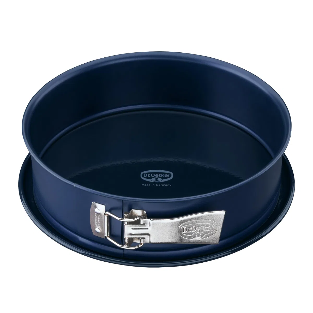 Dr. Oetker Springform Ø 26 cm Back-Liebe Emaille – Runde Backform mit schnitt- & kratzfestem Emaille-Boden – 26er Kuchenbackform mit extra hohem Rand in Dunkelblau – hitzebeständig bis 230 °C