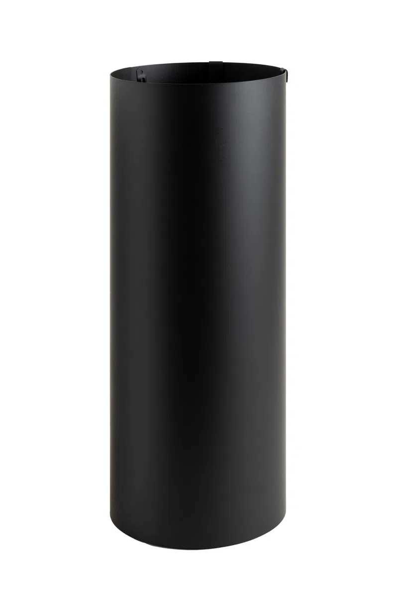 Schirmständer mit modernem Design aus Metall, rund schwarz, für Heim und Büro, Design-Ständer, 2 Haken, 2x Wasserauffangschale herausnehmbar, 49cm hoch, 19cm Durchmesser, Regenschirmständer