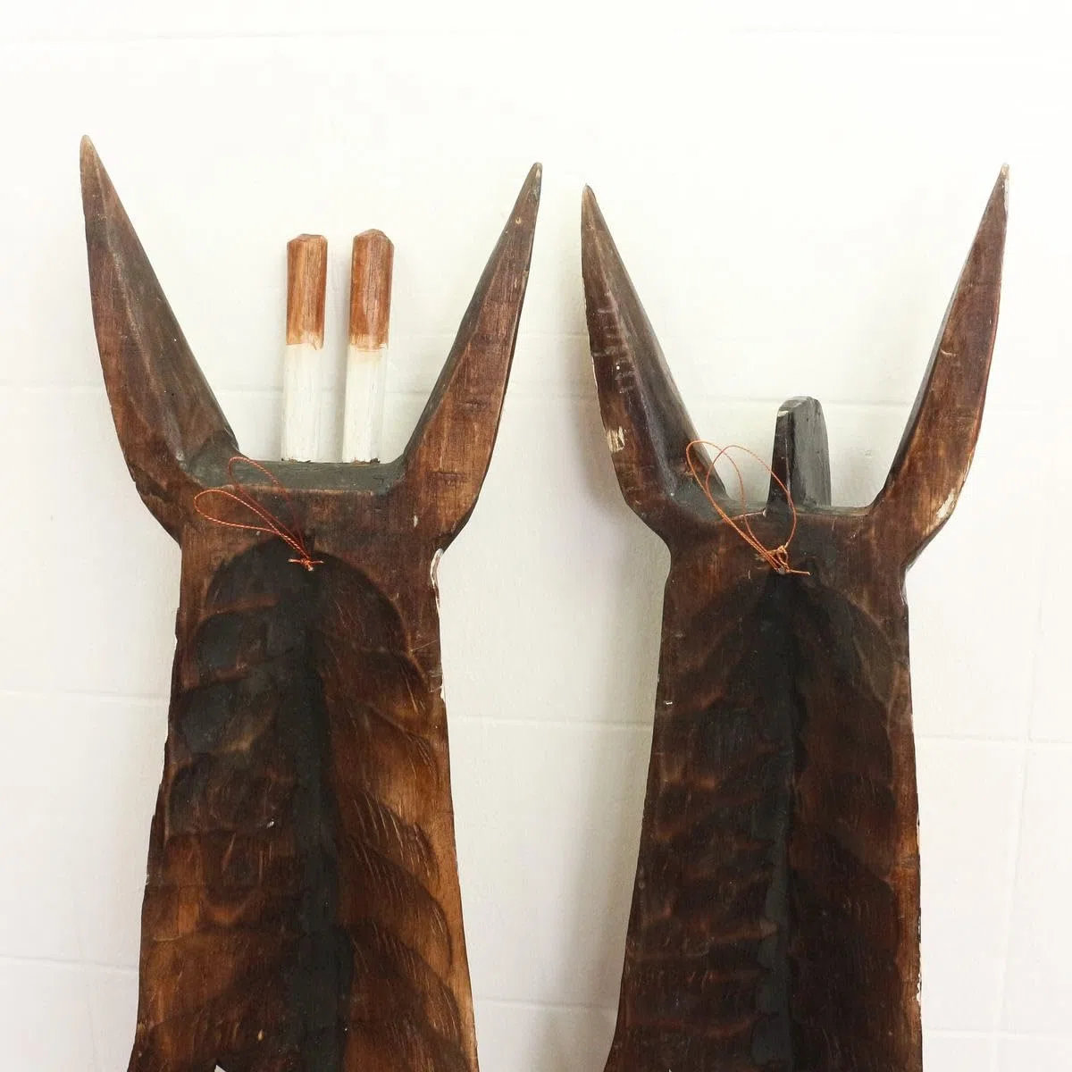2er Set Giraffe Zebra Wandmaske Holzmasken Maske Afrika Handgeschnitzte Exotische Tiermaske ca. 100 cm